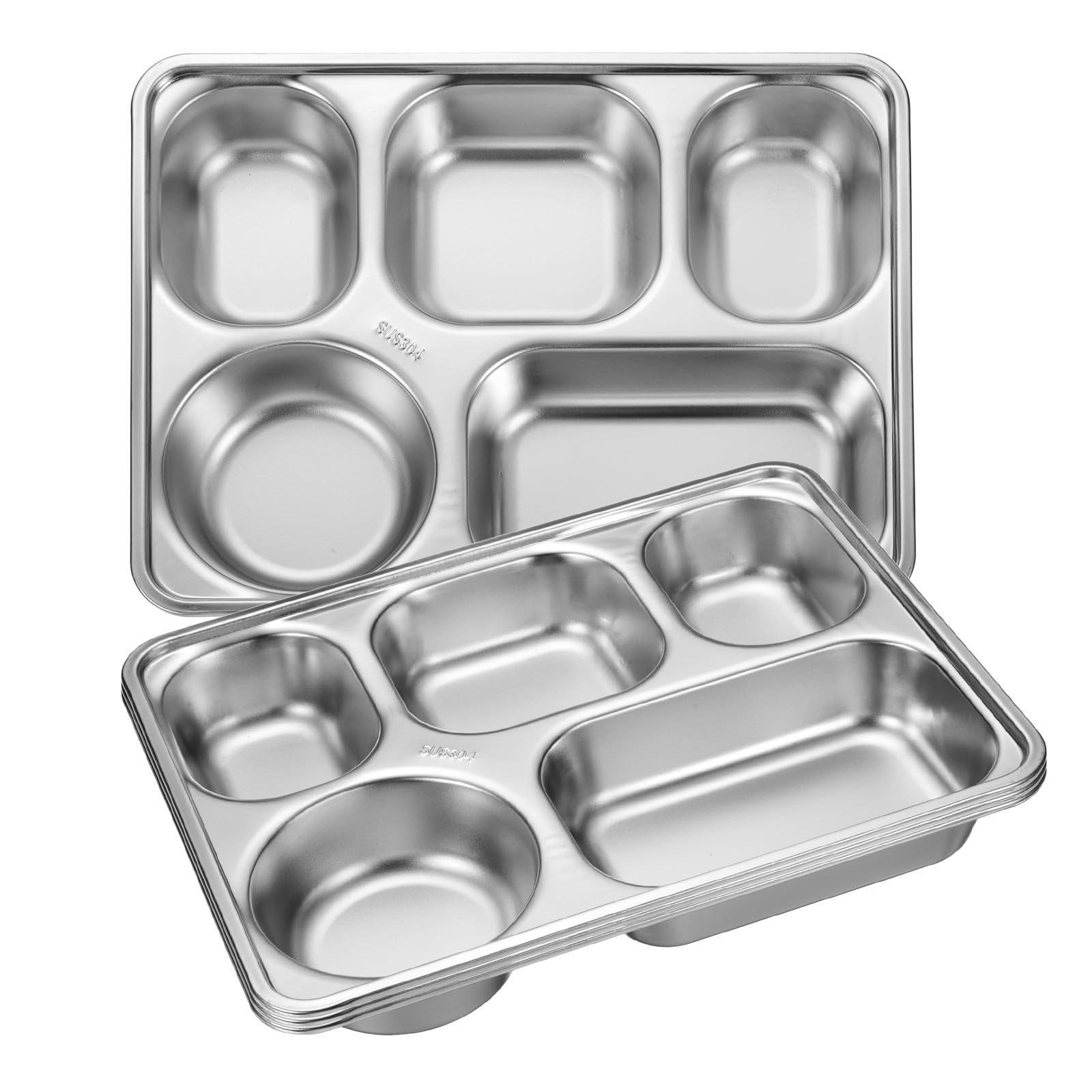 QUARKZMAN Pezzi Piatti Da Portata In Acciaio Inossidabile Divisibili, X 22cm Vassoio Rettangolare Con Sezioni Quadrate E Tonde Per Ristorante Controllo Porzioni Campeggio.