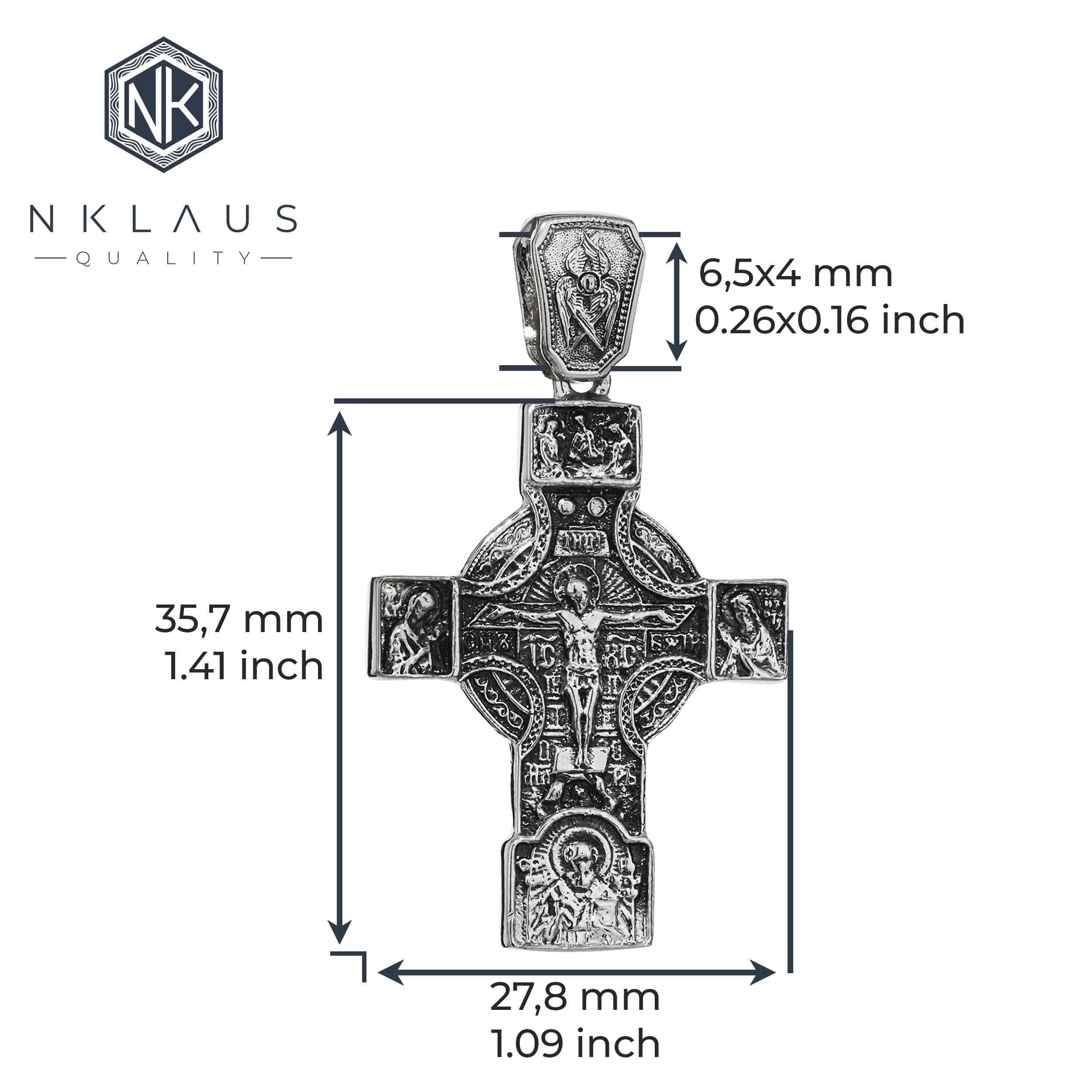 NKlaus Exquisiter zawieszka do łańcuszka ze srebra próby 925, krucyfiks, 35,7 x 28 mm, przepiękny detal 15460, Srebro