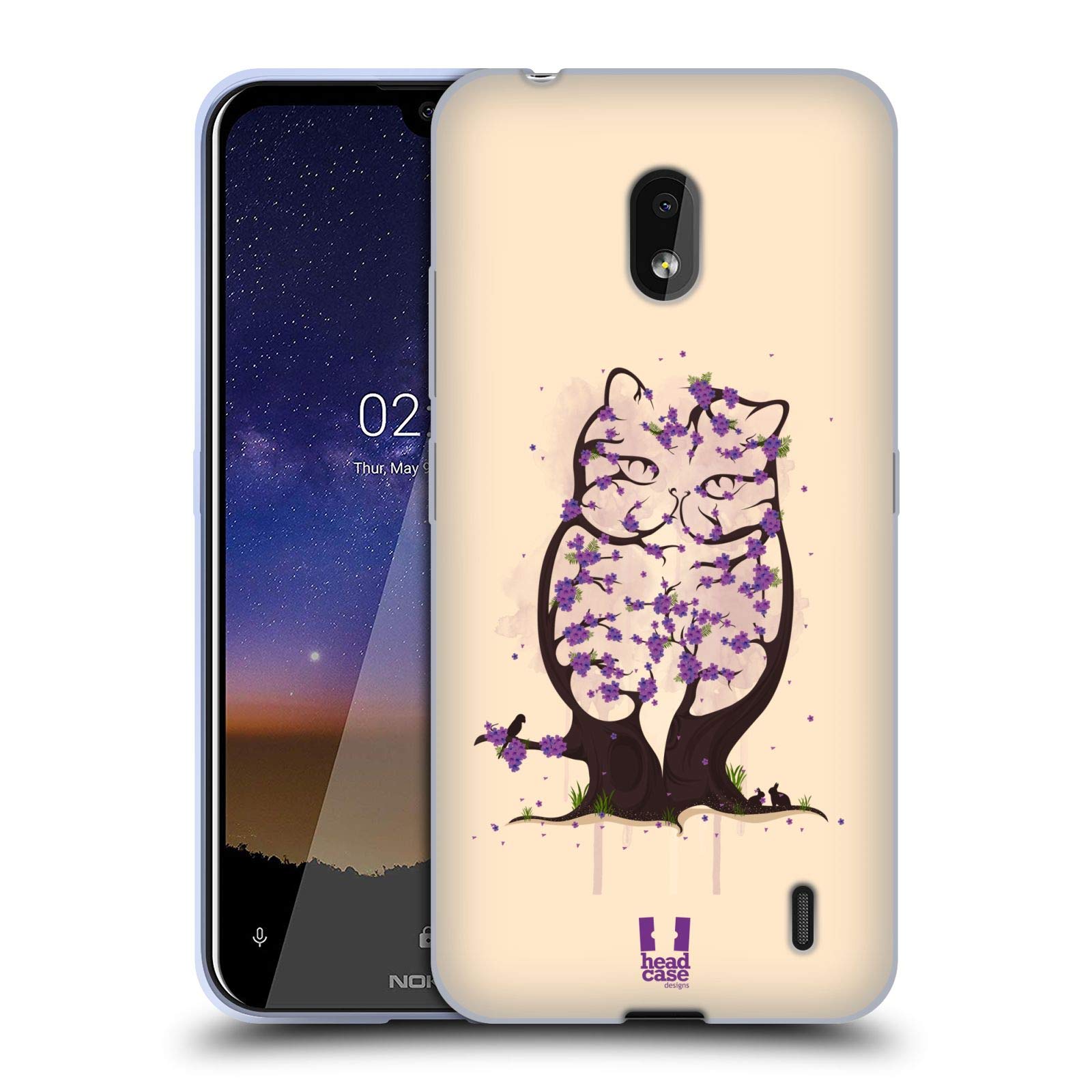 Head Case DesignsJacaranda Cat Wildlife In Bloom Soft Gel Case Compatible With Nokia 2.2
