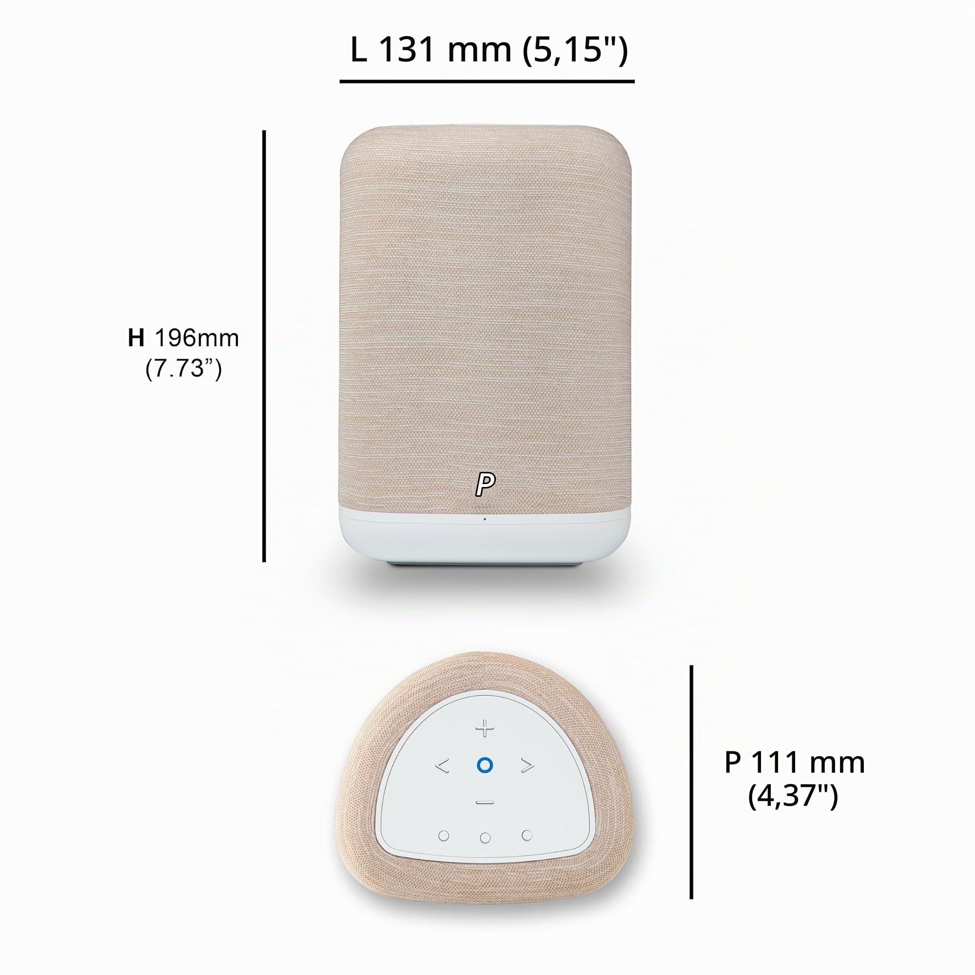 Bluesound Pulse Flex Wireless Bluetooth Hi-Res Tout-en-Un, AirPlay 2, Spotify Connect, Alexa Skills, Multi-Room Audio Speaker - Blanc/Marron Clair