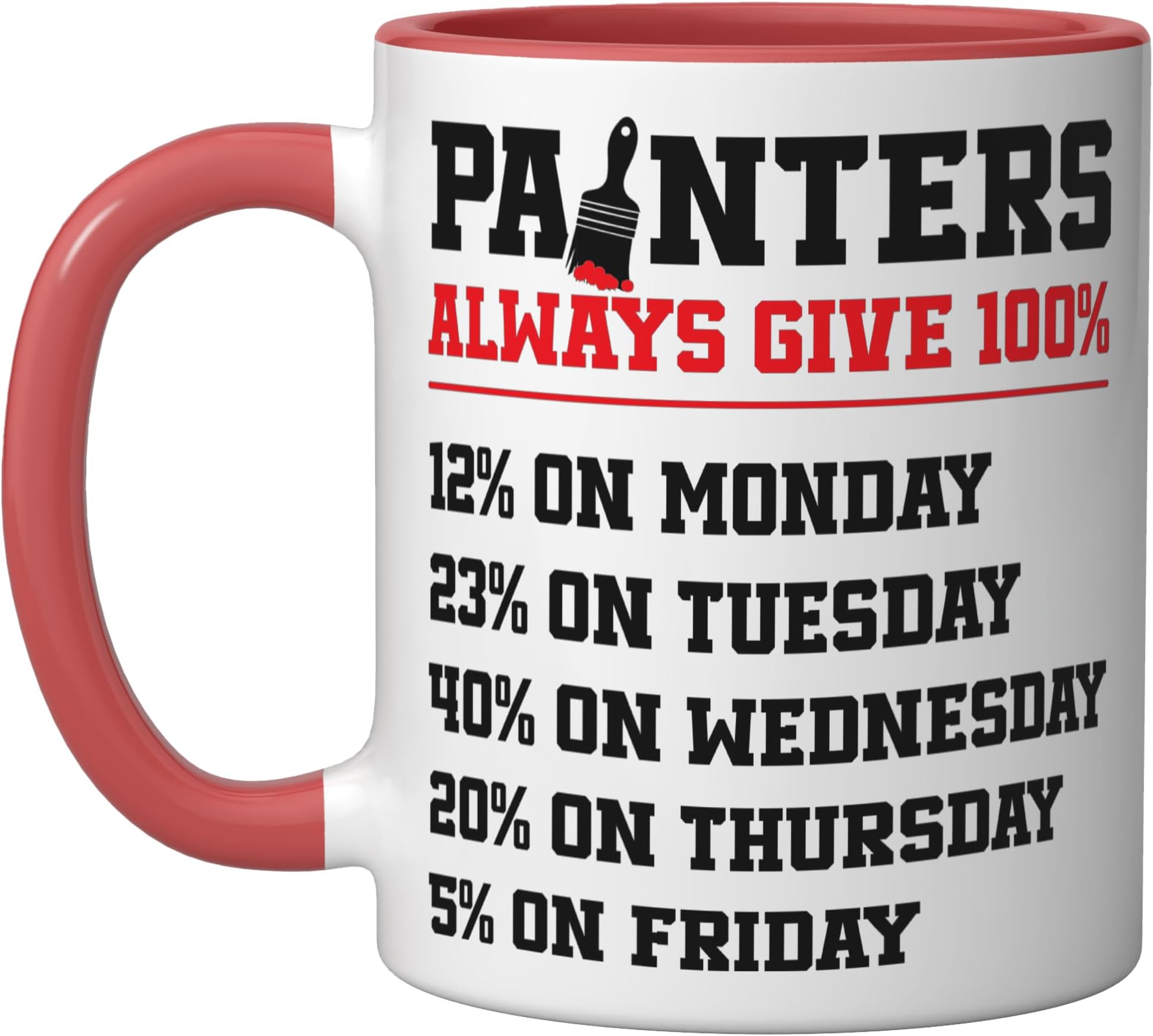 House Painter Decorator Painters Always Give 100% 12% On Ceramic Mug, Red/White