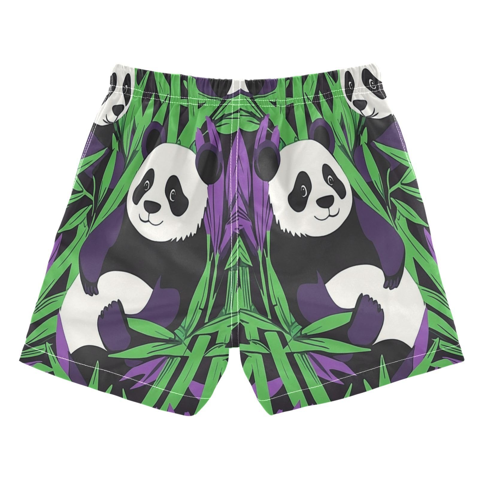Jucciaco Boys Swim Trunk Panda Bear Green Bamboo Beach Board Shorts Teen Swimwear
