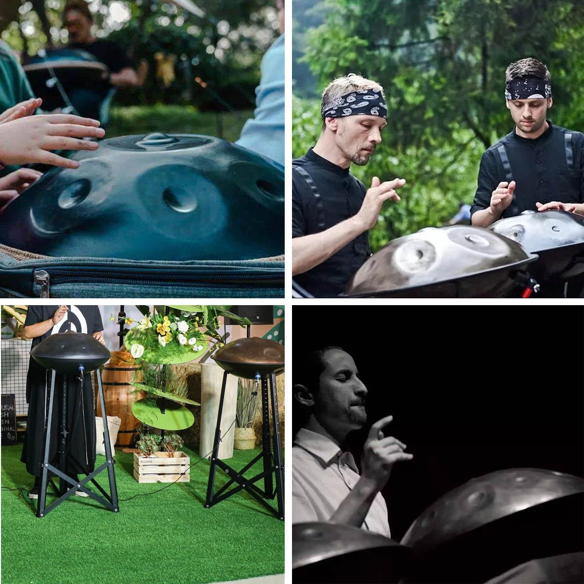 Handpan para Adultos 22 Pulgadas, Handpan professionale de Acero 432Hz 440Hz con 9/10/12 Notas, Tambor con Funda, Baquetas y Soporte Incluidos(Silver,10 Notes(432Hz))