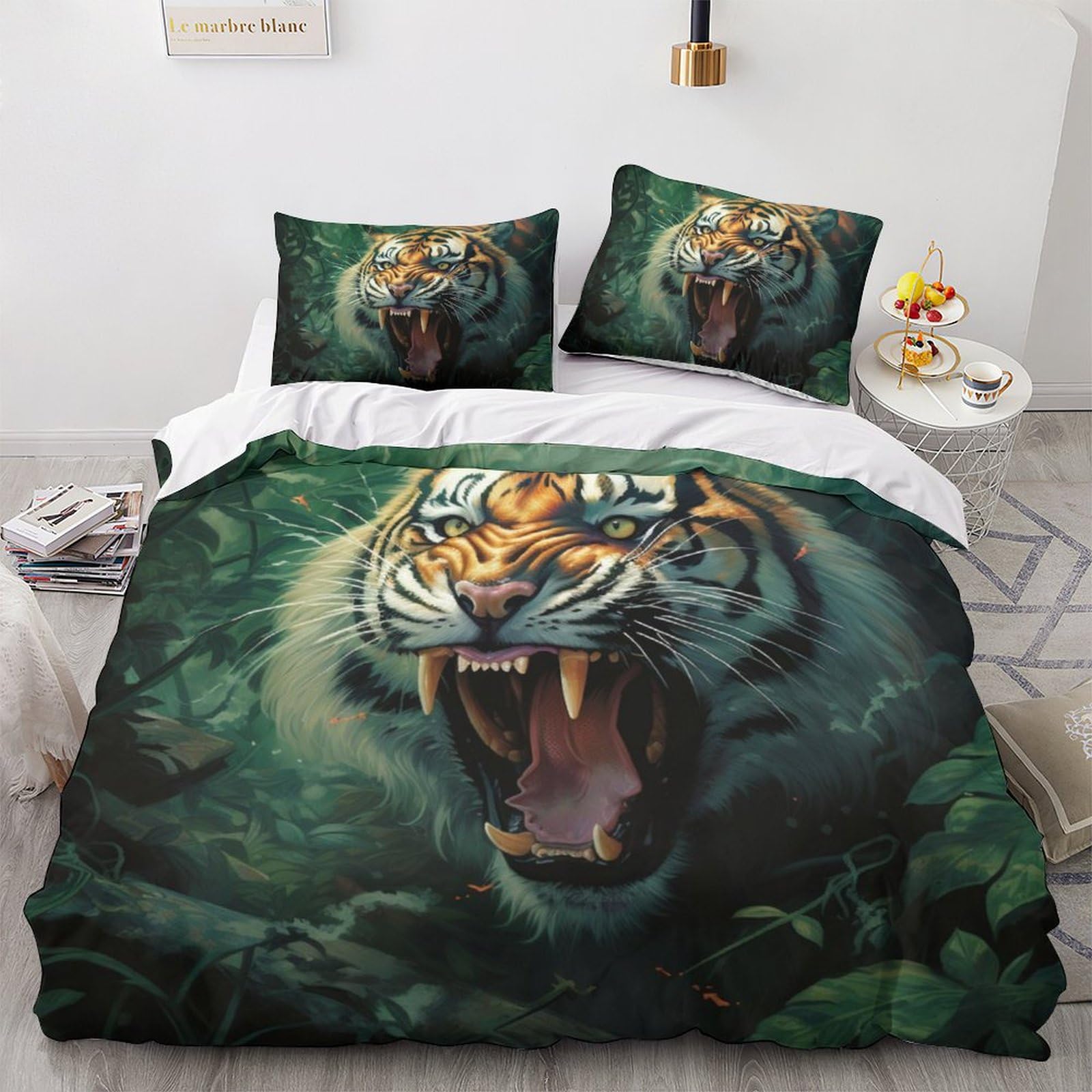 Housse de couette tigre 3D fini la couette qui glisse avec le zip pratique