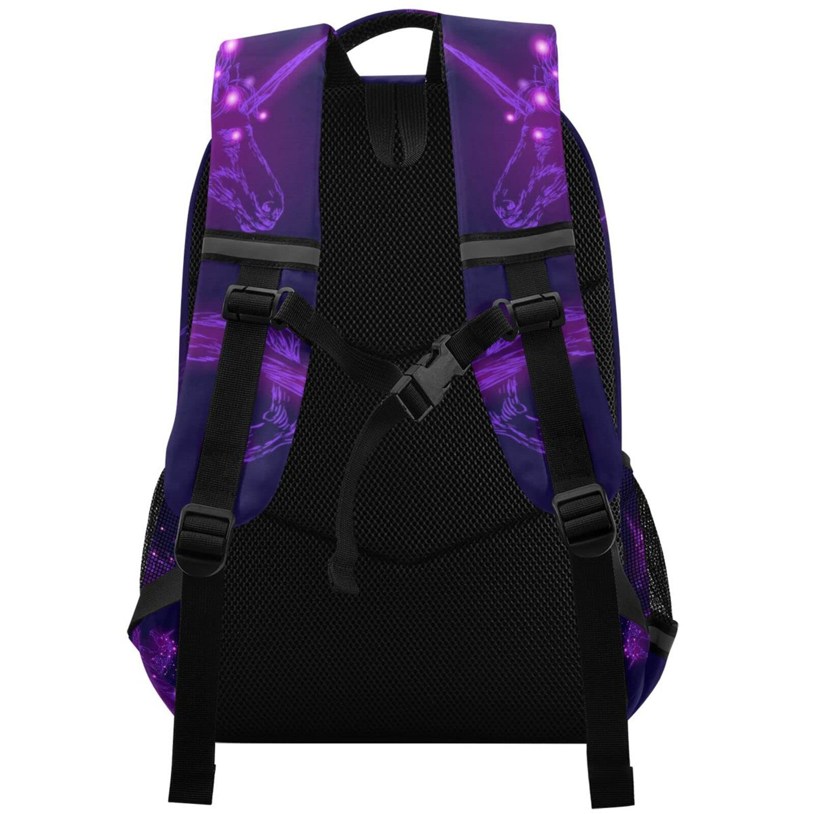 Mnrsuu Mochila con diseño de unicornio y galaxia de caballo morado para niños y niñas, mochila de viaje para laptop, A072