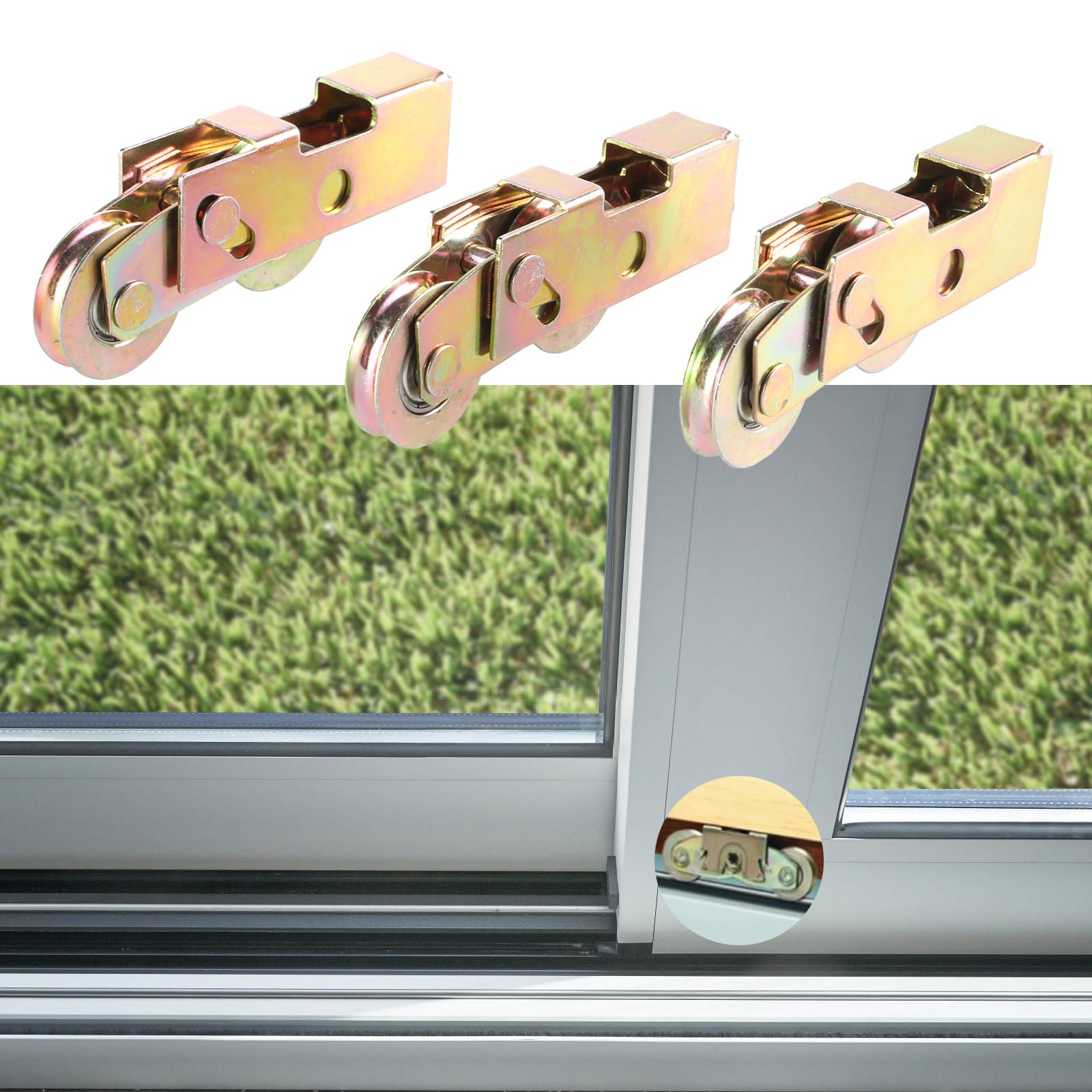 3pcs Patio Door Roller Assembly Alluminio Scorrevole Vetro Porta Rulli Set scorrevoli Rulli Rulli Porta Rullo Assemblee per Casa