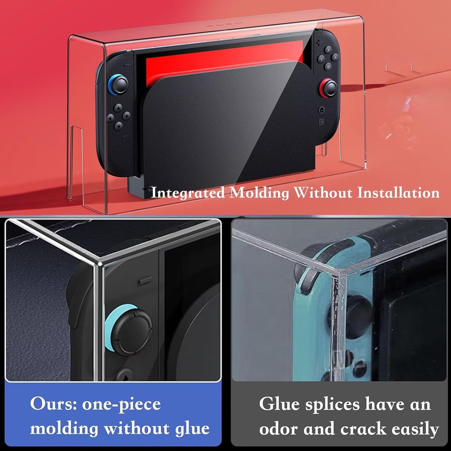 Dust Cover with 16 LED Colors Light Base Compatible with Nintendo Switch 2, Acrylic Display Case Anti-Scratch Waterproof Dock Cover, Accessories for Switch 2