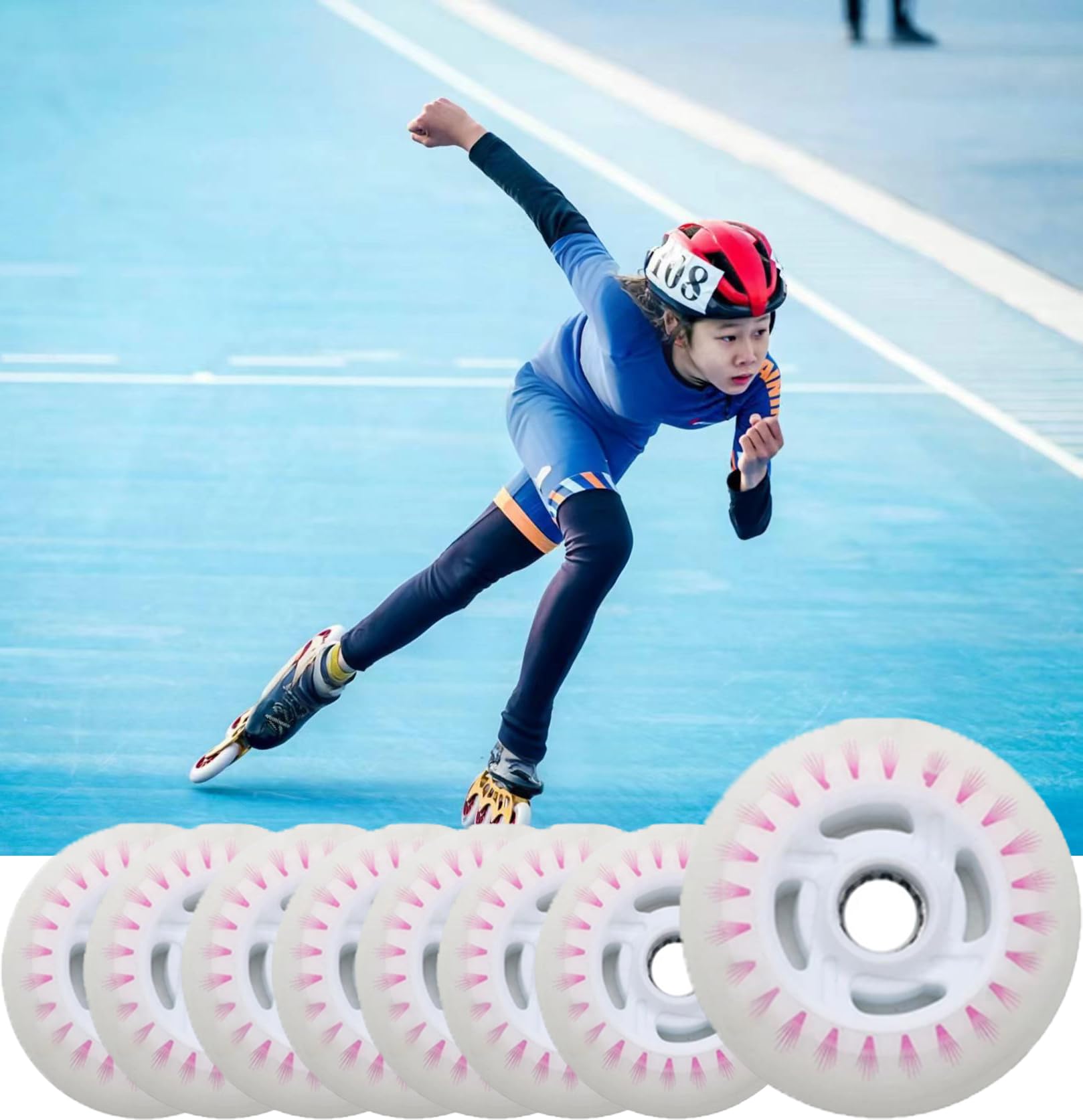 LED Light-Up inline skate-wielen met vonkeffect, 90A hardheid, 24 mm