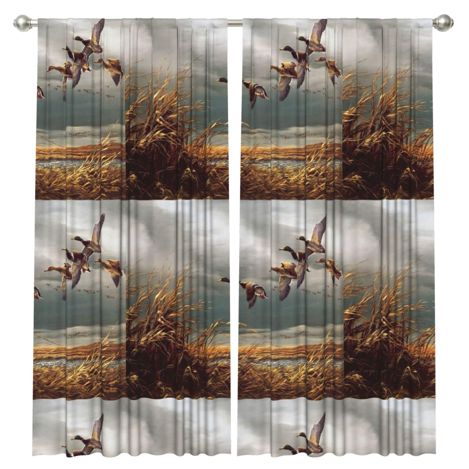 InOmak Hunting Flying Wild Ducks, 2 Panels Window Curtains 52 x 84 Inch Blackout Curtains for Living Room Bedroom