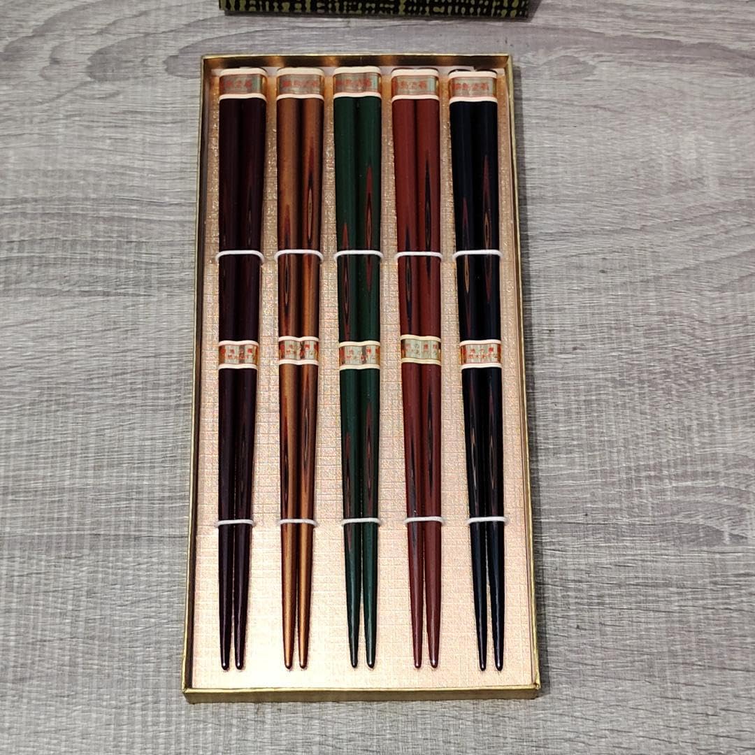Wajima Lacquer Chopsticks Set of 5 Natural Asunaro Wood Ishikawa Japan