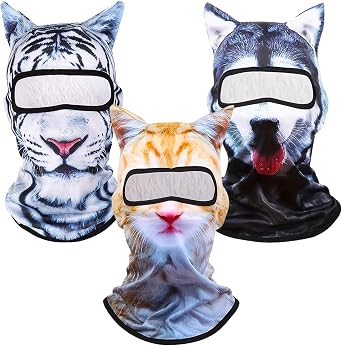 3Pcs Cat Ski Mask,3D Cat Shiesty Face Balaclava with Ears,Funny Ski Mask,Windproof & Breathable for Skiing,Cycling,Music Festivals,Halloween Parties Yellow