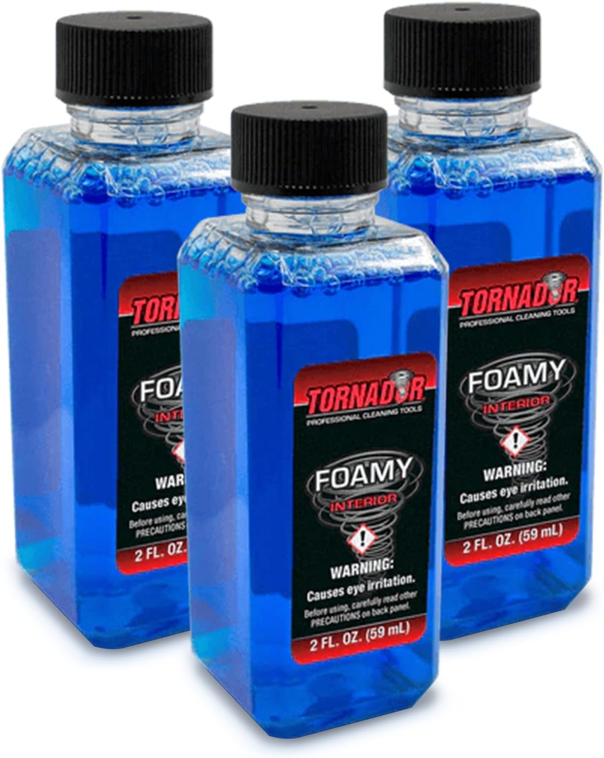 Tornador Foamy Interior 2 oz 3-Pack | Thick Clinging Foam Formula | Safe on Upholstery, Trim, Plastic, and Mats | Use with Tornador Z-011 for Interior Car Detailing