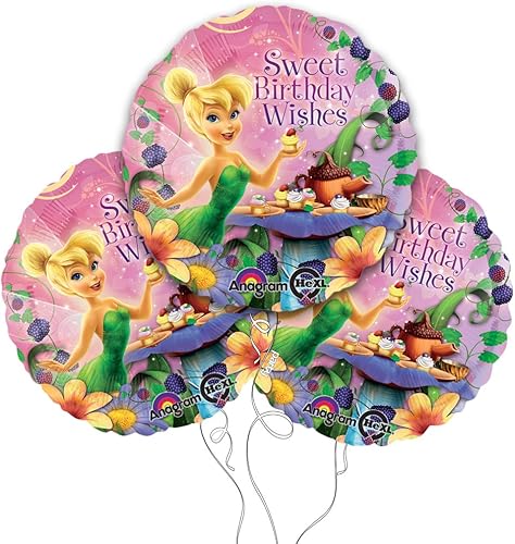 Campanilla de Disney Feliz cumpleaños 18" Ronda Mylar Globo 3pk