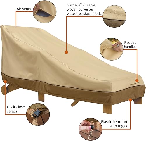 Miniatura 5 de Classic Accessories Veranda - Funda resistente al agua para tumbona de 78 pulgadas, fundas para muebles de patio, guijarroscortezatierra