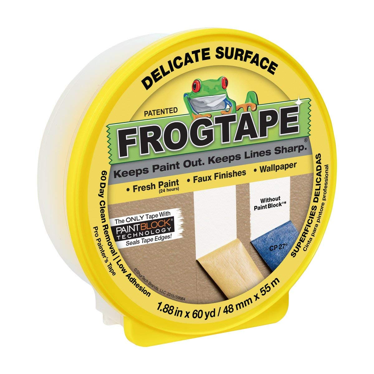 frogtape 1.88 in. w x 60 yd. l yellow low strength painter's tape 1 pk