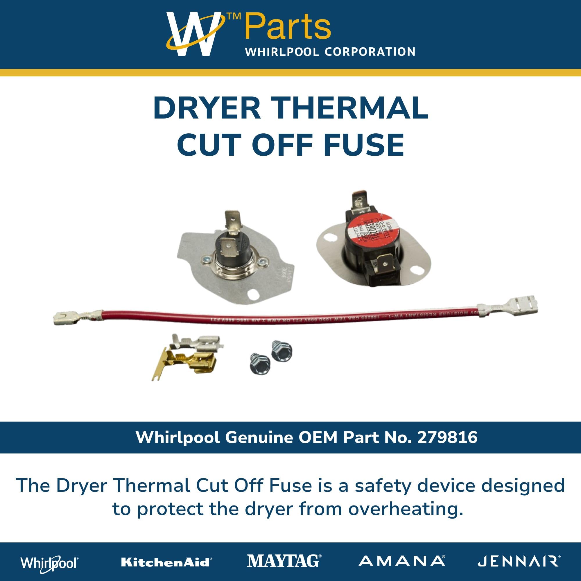 Amazon.com: Whirlpool 279816 Genuine OEM Dryer Thermal Fuse Kit