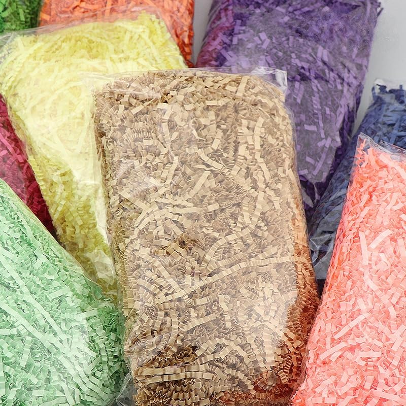 Papier déchiqueté pour boîtes-cadeaux, Papier de soie froissé à paillettes multicolore, 100-500 g(Orange Yellow,500g)