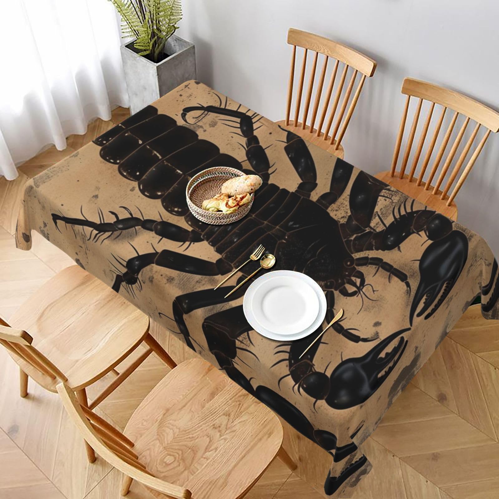 WPKJU Scorpion Printed Tablecloth 60x90 in Water Resistant Table Cover Washable Rectangle Table Cloth for Dining Tables