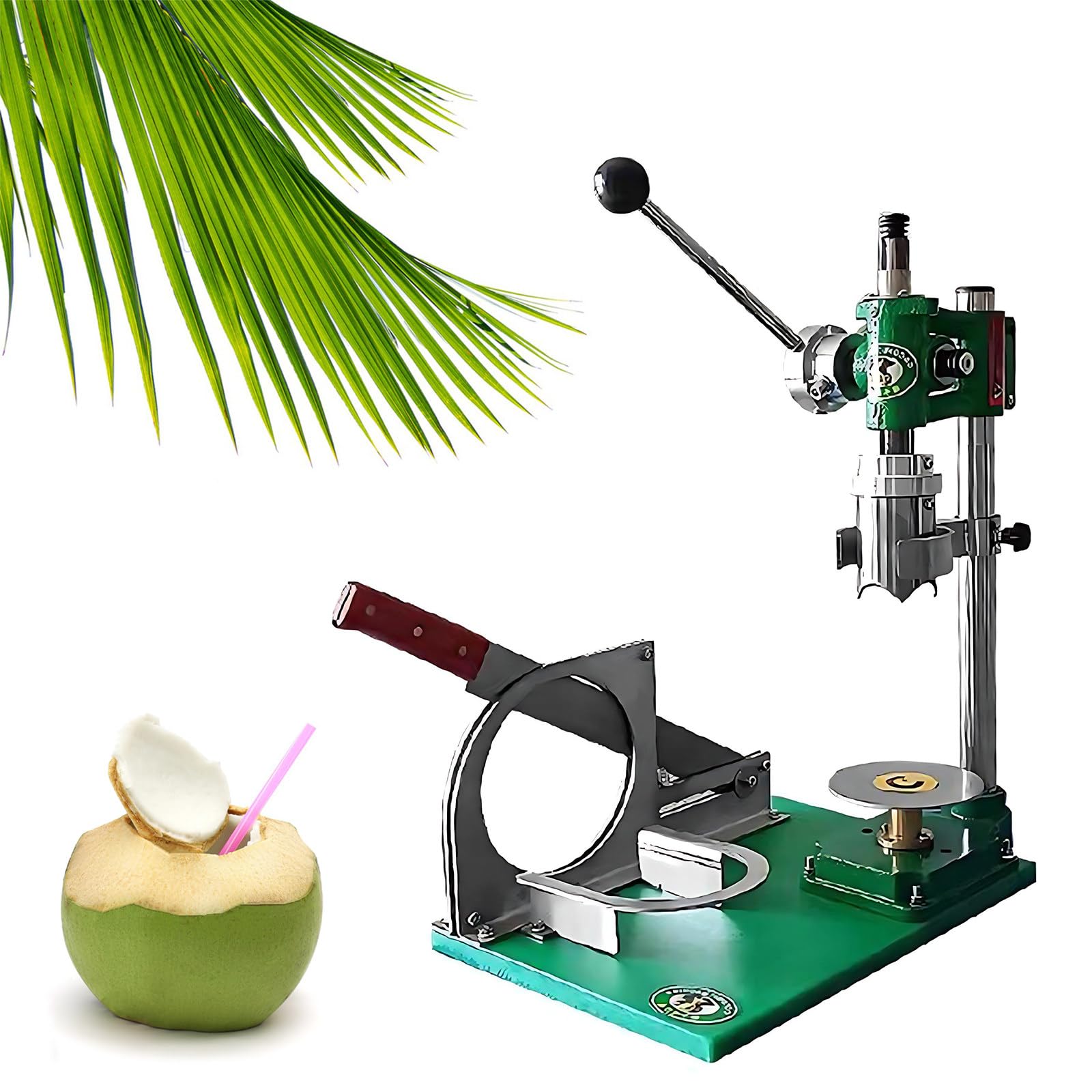 LADECNERHT Coconut Opener Tool, Green Fresh Young Coconut Peeler, Coconut Cutting and Peeling Machine, With Hole Puncher Maker, Coconut Hole Open 2.36" Diameter, for Commercial Fresh Coconut