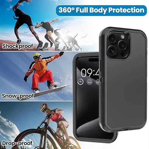 Miniatura 6 de Annymall Funda para iPhone 15 Pro Max con 2 protectores de pantalla, protección contra caídas a prueba de golpes, cuerpo completo, resistente, 3