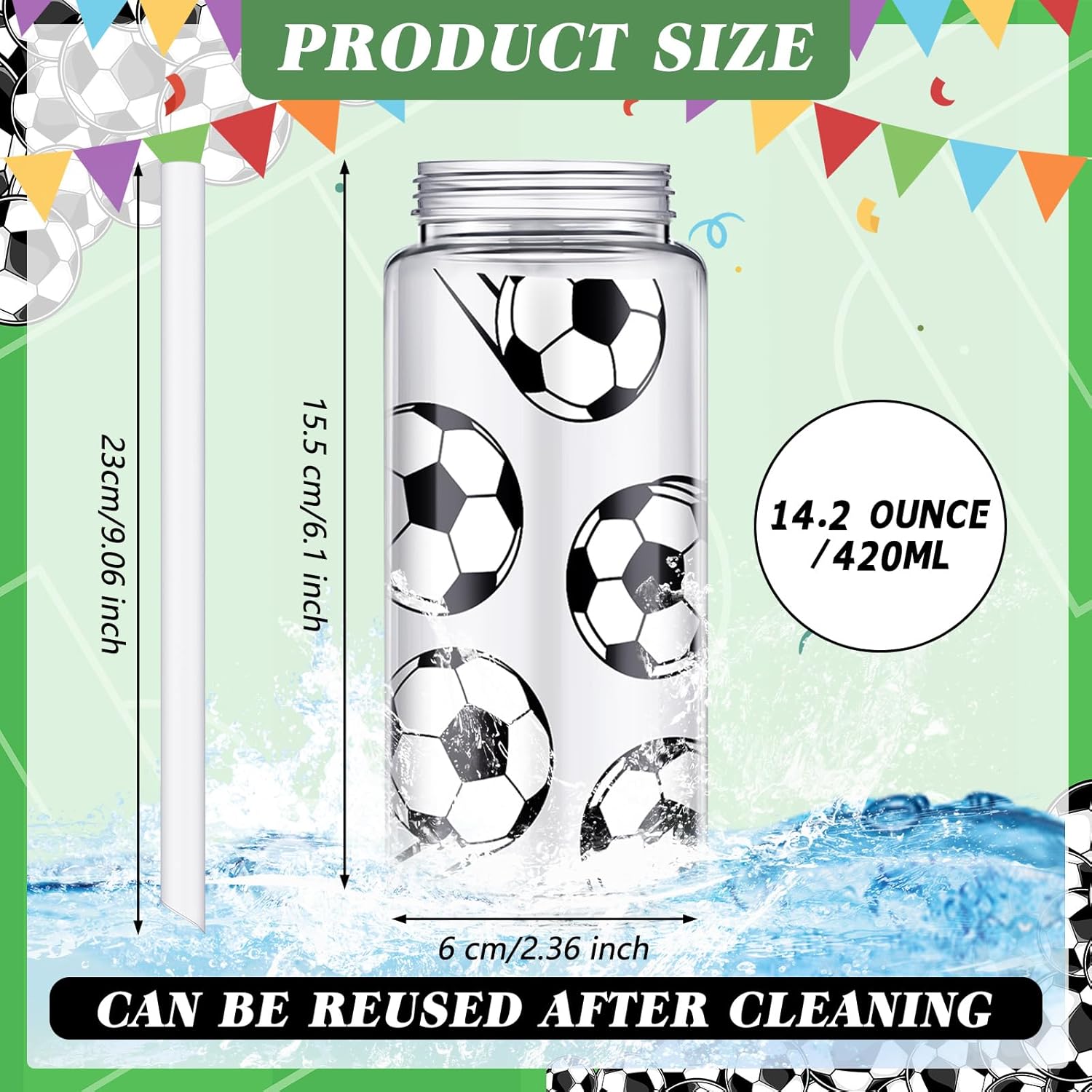 40 Pcs Drawstring Bag Set 14.2 oz 20 Reusable Tumbler Clear Plastic Drinking Cups with Lids and Straws Tumbler 20 Goodie Gift Bag for School Team Coach Gift Party Supplies - Image 3