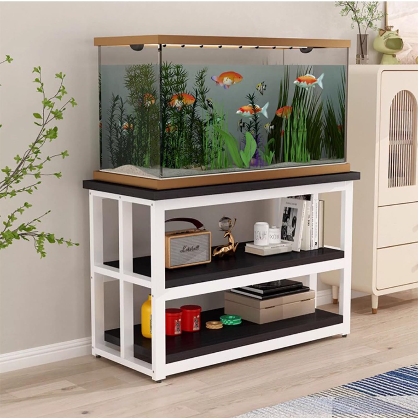 Metal Fish Tank Stand, 40-Gallon Aquarium Stand, Sturdy and Slip-resistant, Easy to Clean, Built to Last, Ideal for Offices and Living Rooms(Style B,40x30cm/15.7x11.8in)