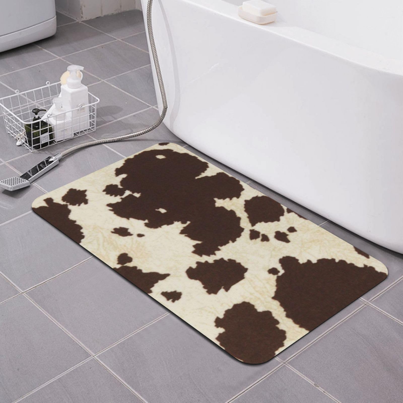 Tapis de bain imprimé fourrure de vache pour une déco de cuisine moderne