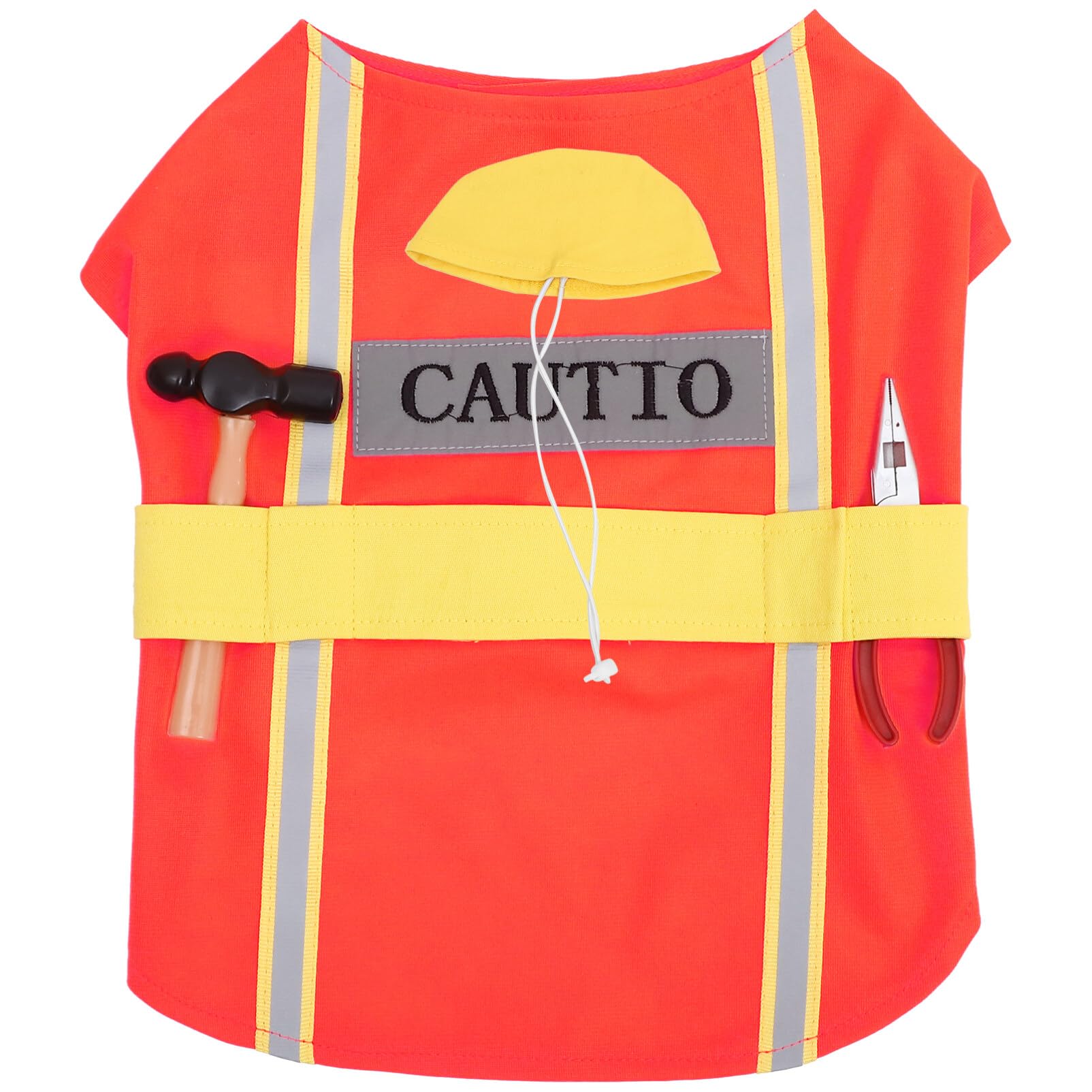 Ipetboom Dog Reflective Vest Pet Costume Construction Worker Puppy Clothes Orange Dog Vest Helmet Hat Engineer Cosplay Puppy