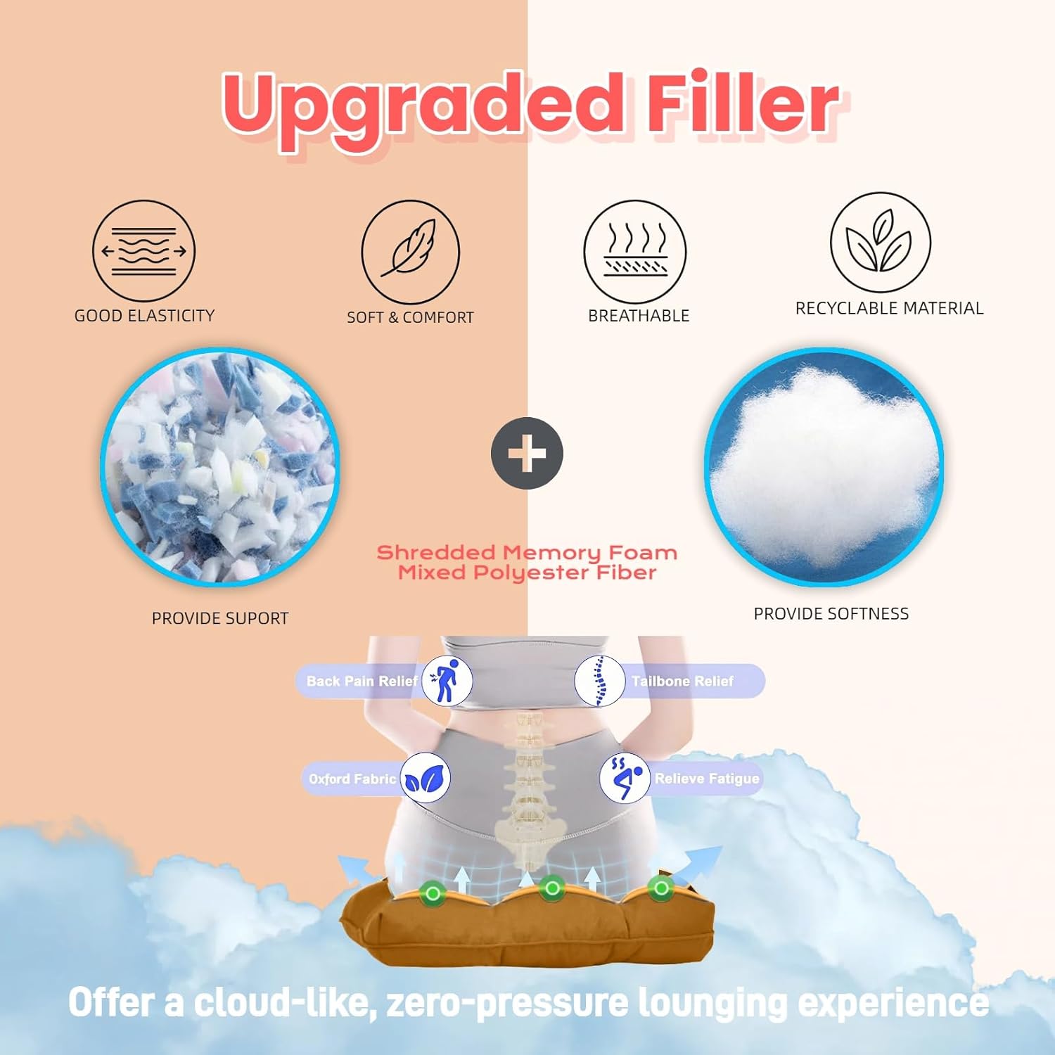 Wicker Chair Cushions 3 Piece Set, Waterproof Outdoor Cushions for Patio Furniture, Loveseat and U-Shaped Wicker Furniture Cushions, Orange