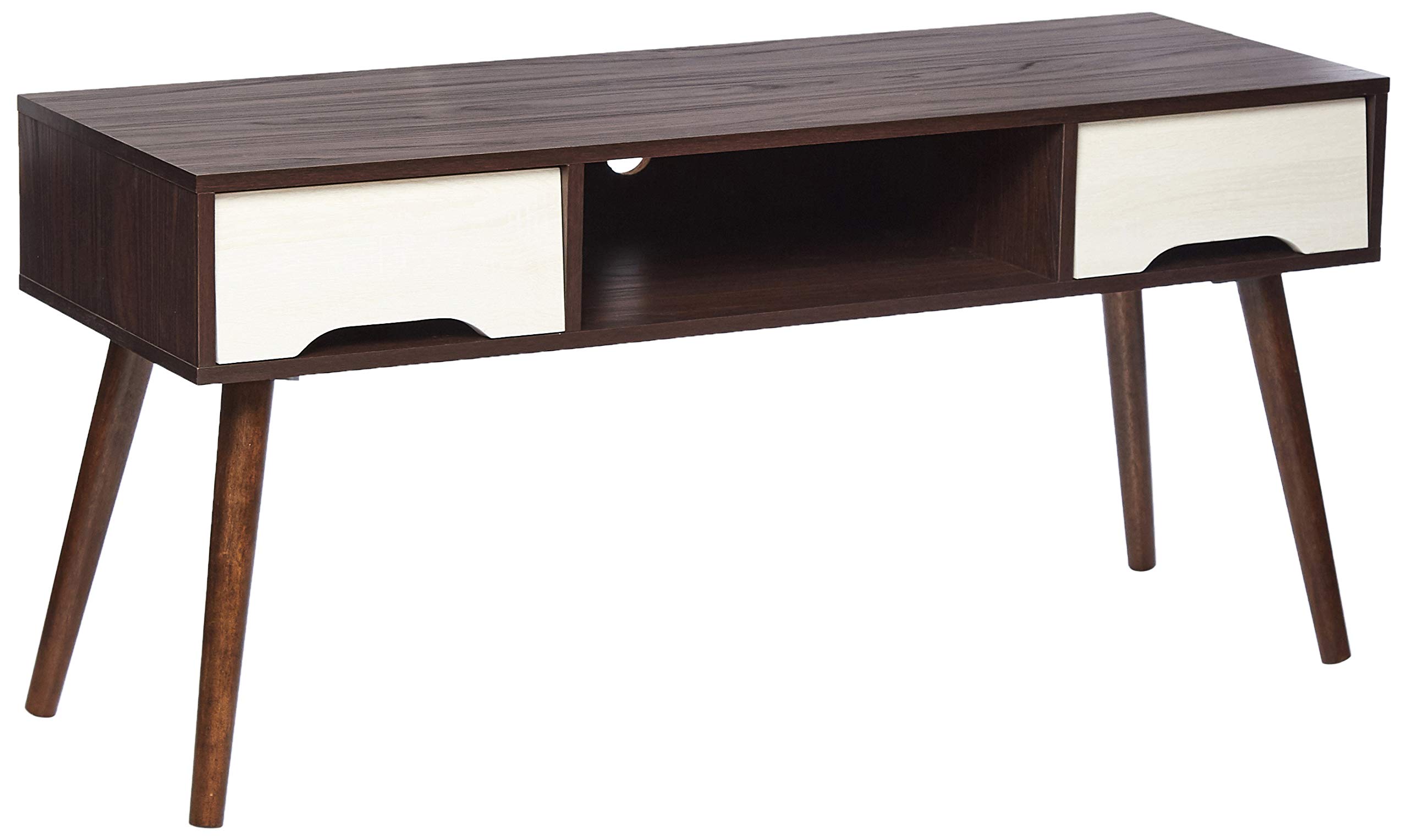 Maison Concept Wooden Tv Table For 65 Inch Tv, Brown/White, H44.5 X W128 X D8.5 Cm