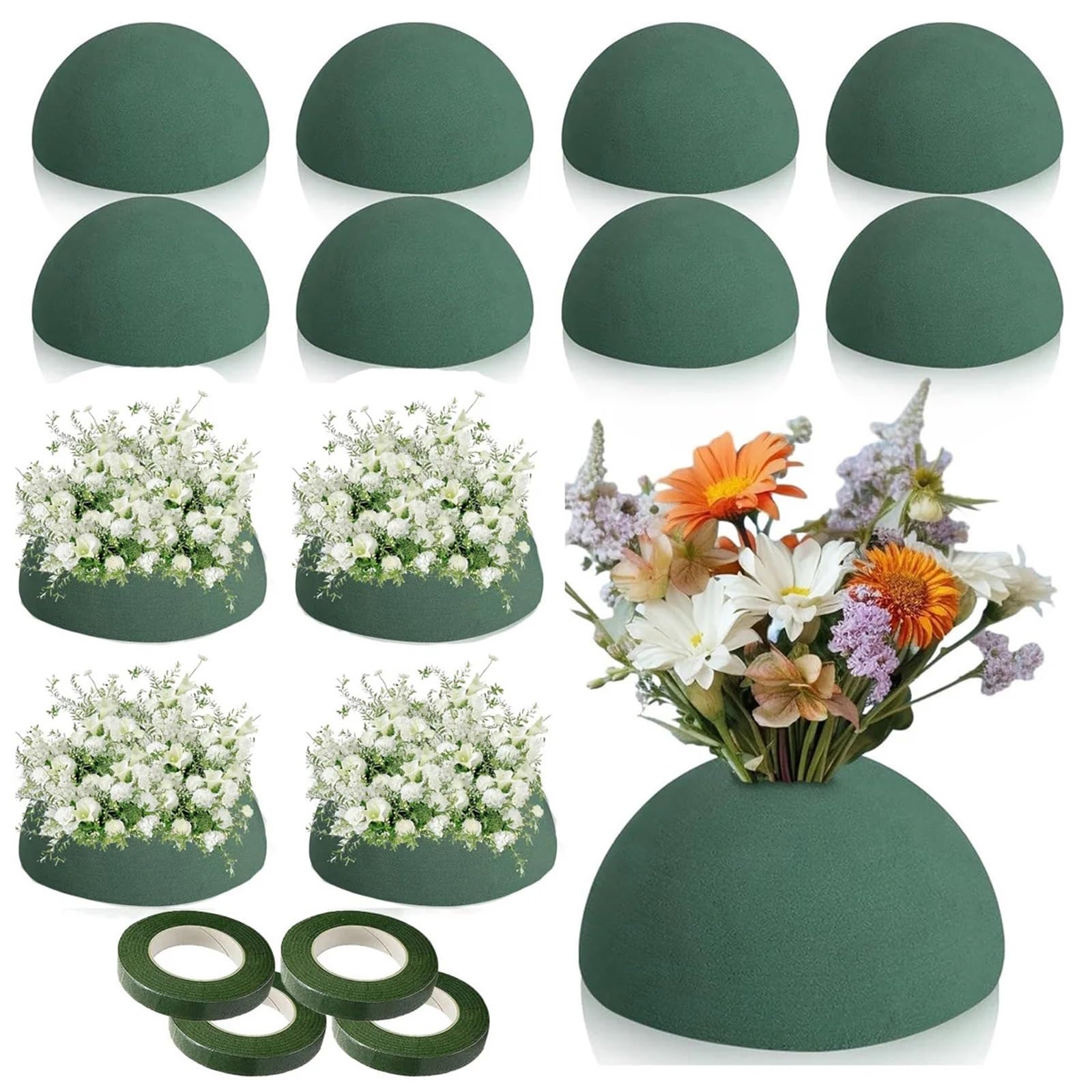 Steckschaum Für Blumen Blumenschaum, rund, 6er-Pack, trockene Halbkugeln for künstliche Pflanzenarrangements und Hochzeits- Gartendekorationen(About 12cm,6pcs)