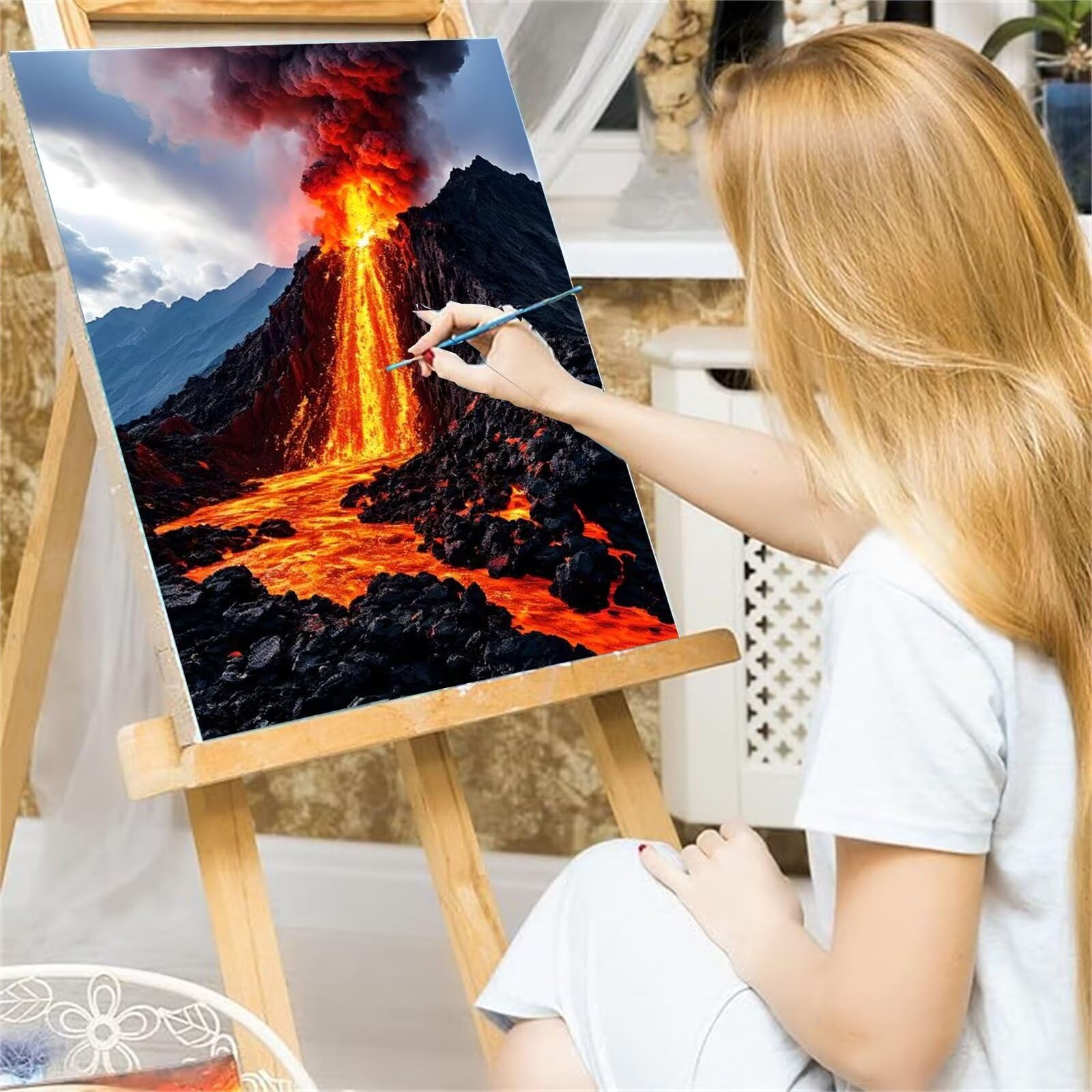 Malen Nach Zahlen Vulkan Landschaft - DIY Set Für Erwachsene 40x50cm