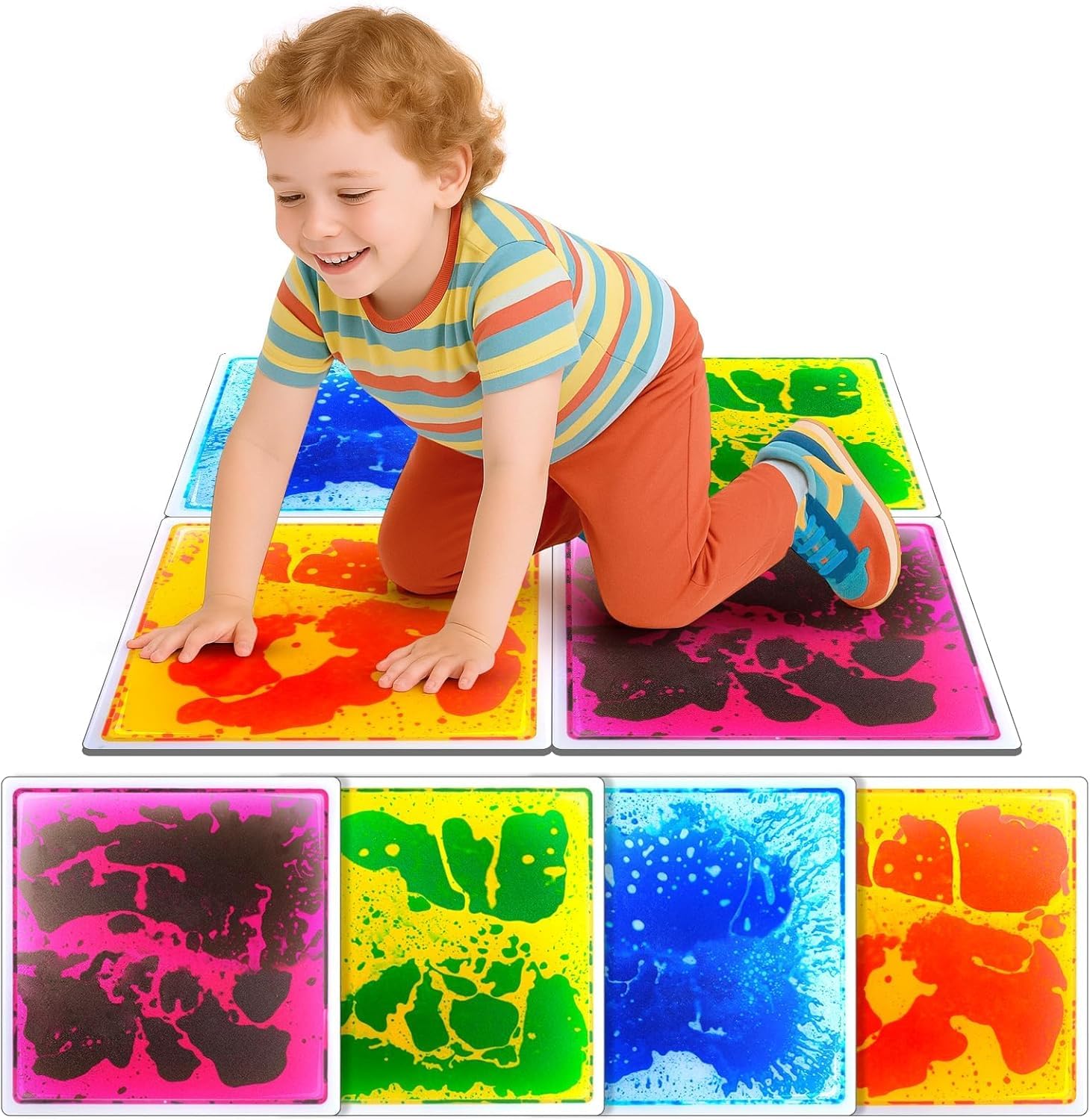 AIYJWXINP 4PCS Sensory Floor Tiles Playing Mats for Children, Toddler, Teens, Playroom Decorative, Sensory Mats Dance Floor for Autism & ADHD, 12"x12", 4 Tiles