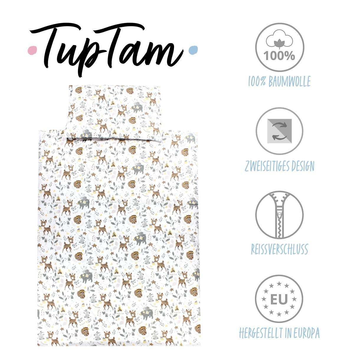 TupTam Juego de Ropa de Cama para Niños, de 2 Piezas., Conejo/Rosa/Lunares, 120x90 cm — view 101