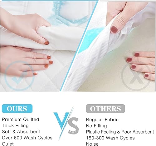 Miniatura 3 de Protector de colchón impermeable tamaño Queen, funda de colchón de cama silenciosa, suave y transpirable, acolchado con bolsillos profundos de hasta