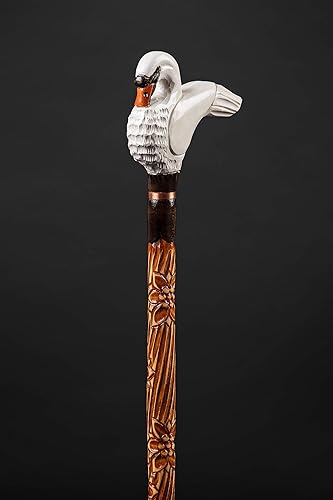 Miniatura 4 de White Swan Walking Stick - Hand Carved Wooden Cane for Gift - Handmade Hiking Crafted Baston