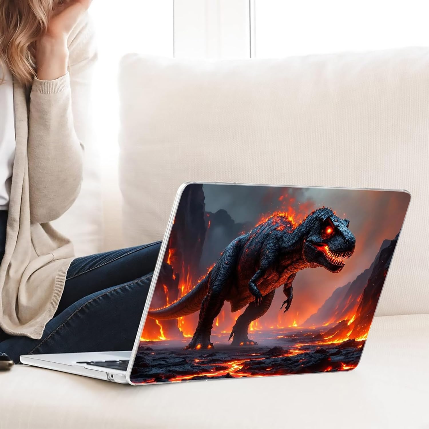 Compatible with MacBook Neo 13-inch, Hard Shell Case with Keyboard Cover and Screen Protector (A3404 A18 Pro chip, 2026 Release) - Fire T-Rex MC21510