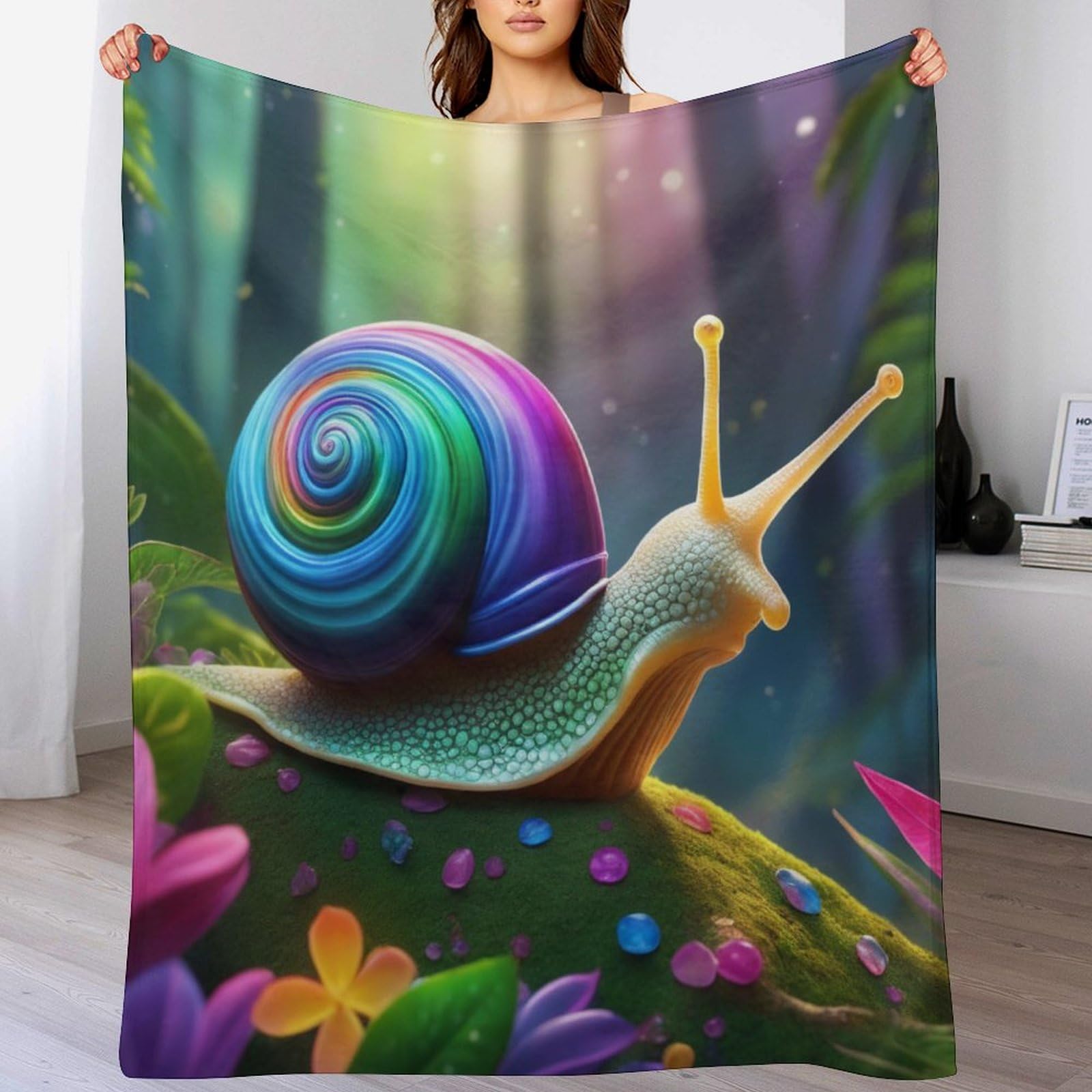 Couverture polaire chaude flanelle Escargot Mignon plaid lit canapé 100x130cm épais