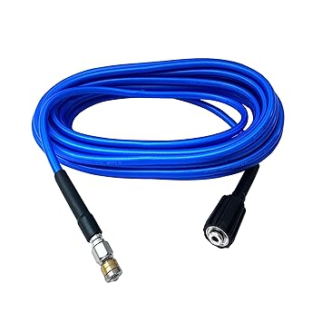 CAZAR Sewer Jetter Hose for Pressure Washer 36FT(11M), Newest 5800PSI Drain Cleaner Hose M22 End and Rotating and Button Hose Sewer Jetting Nozzle Waterproof(1-Piece)