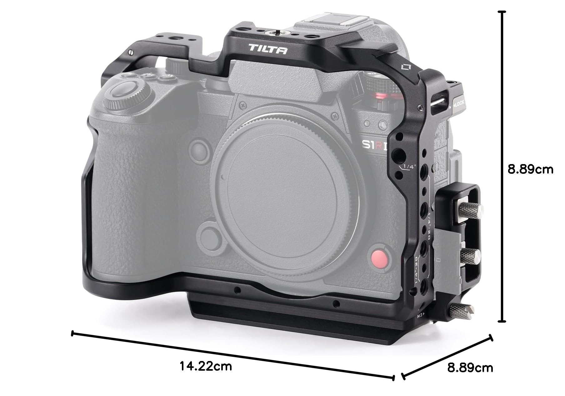 Tilta Gabbia S1R ii, gabbia per fotocamera completa compatibile con S1R/S5 IIX/G9 II, filettatura 1/4″-20 - Nero TA-T80-FCC-B