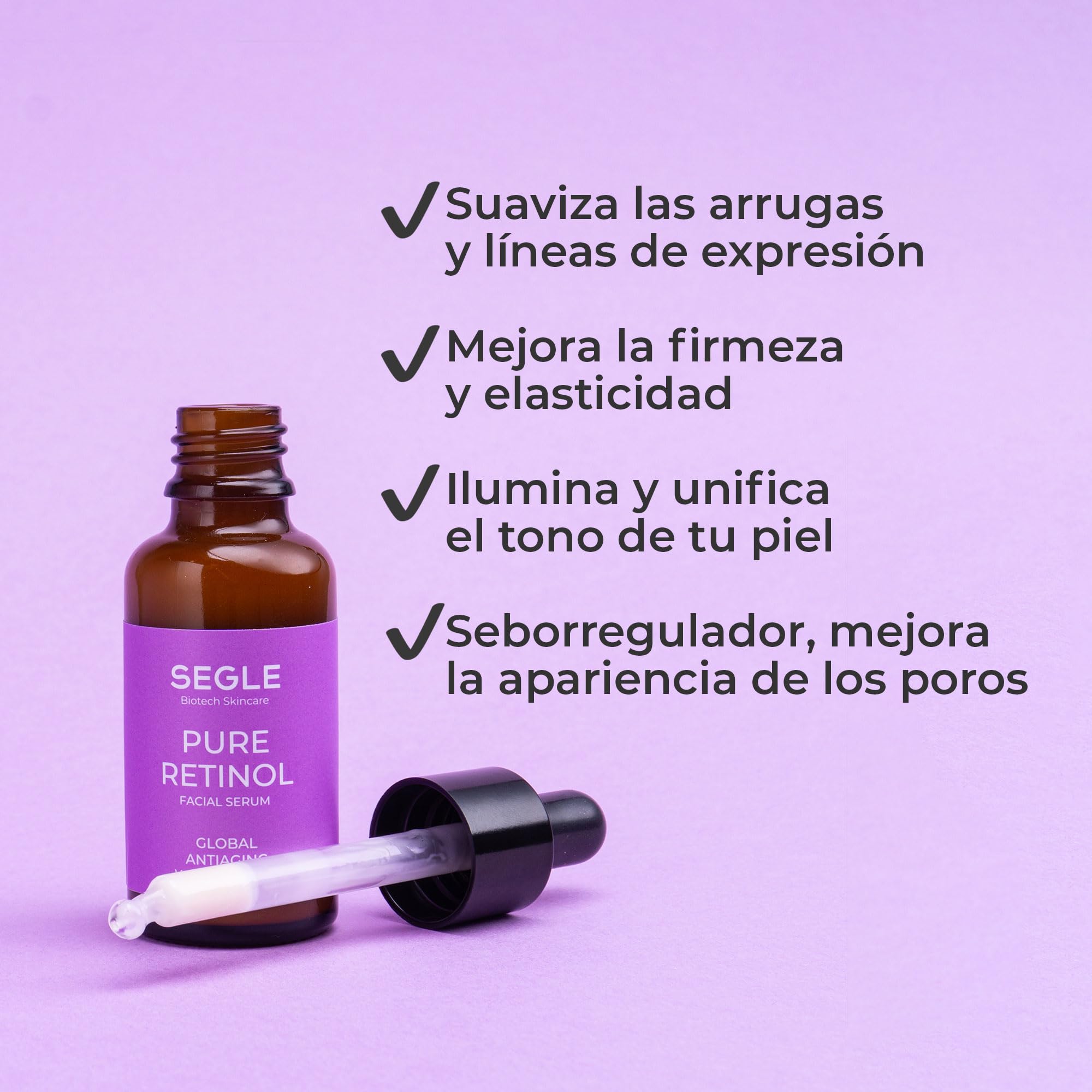 Segle Clinical | Pure Retinol Serum | Anti-Aging Global | Anti-Falten mit reinem Retinol und Meeresretinol | 30 ml