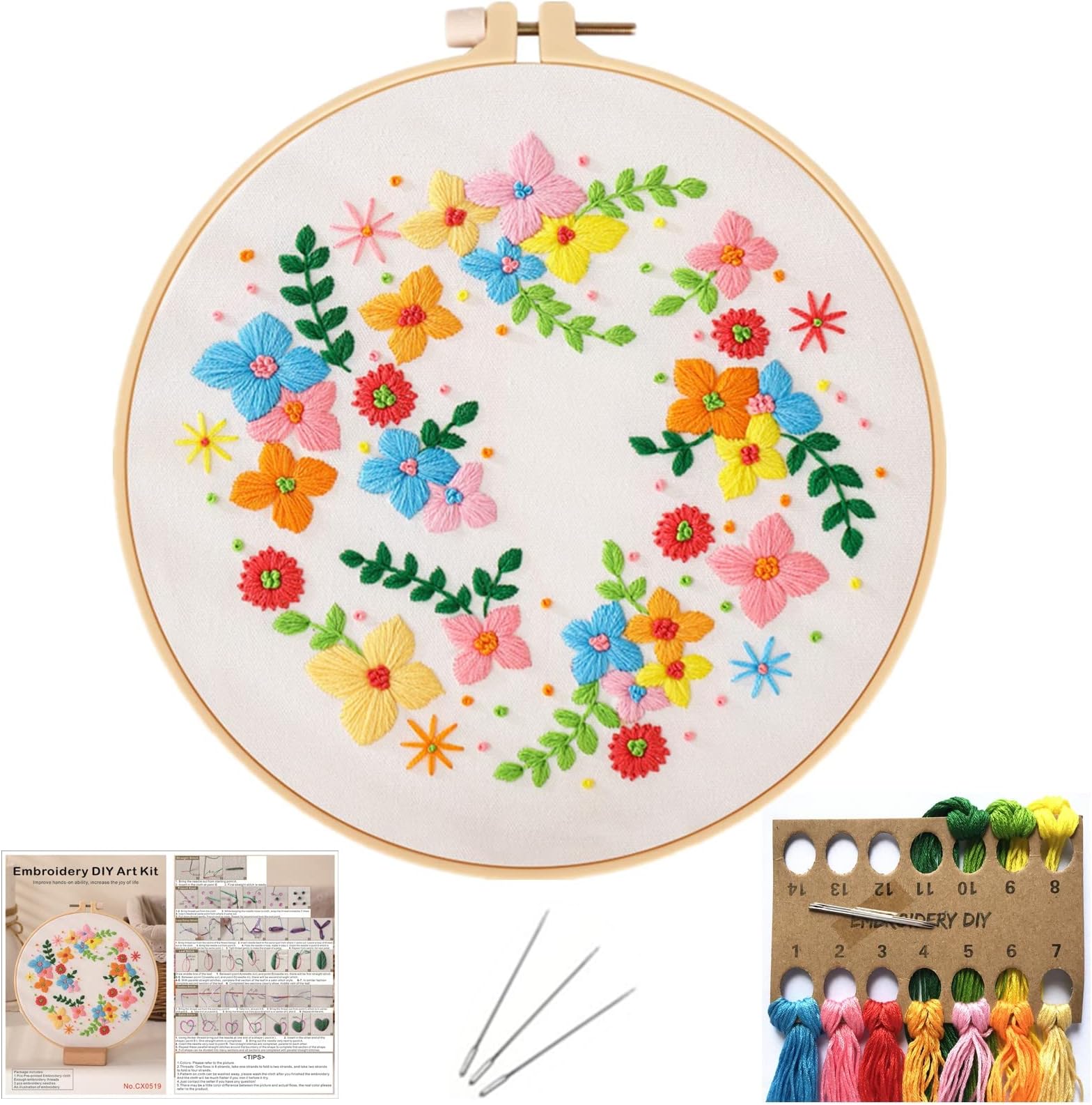 NASHRIO Complete Cross Stitch Kits for Adults and Beginners, DIY Embroidery Kit Come With Embroidery Cloth, Plastic Hoop, Needles and Threads, Instructions, Suitable for Arts and Crafts Hobbyists.