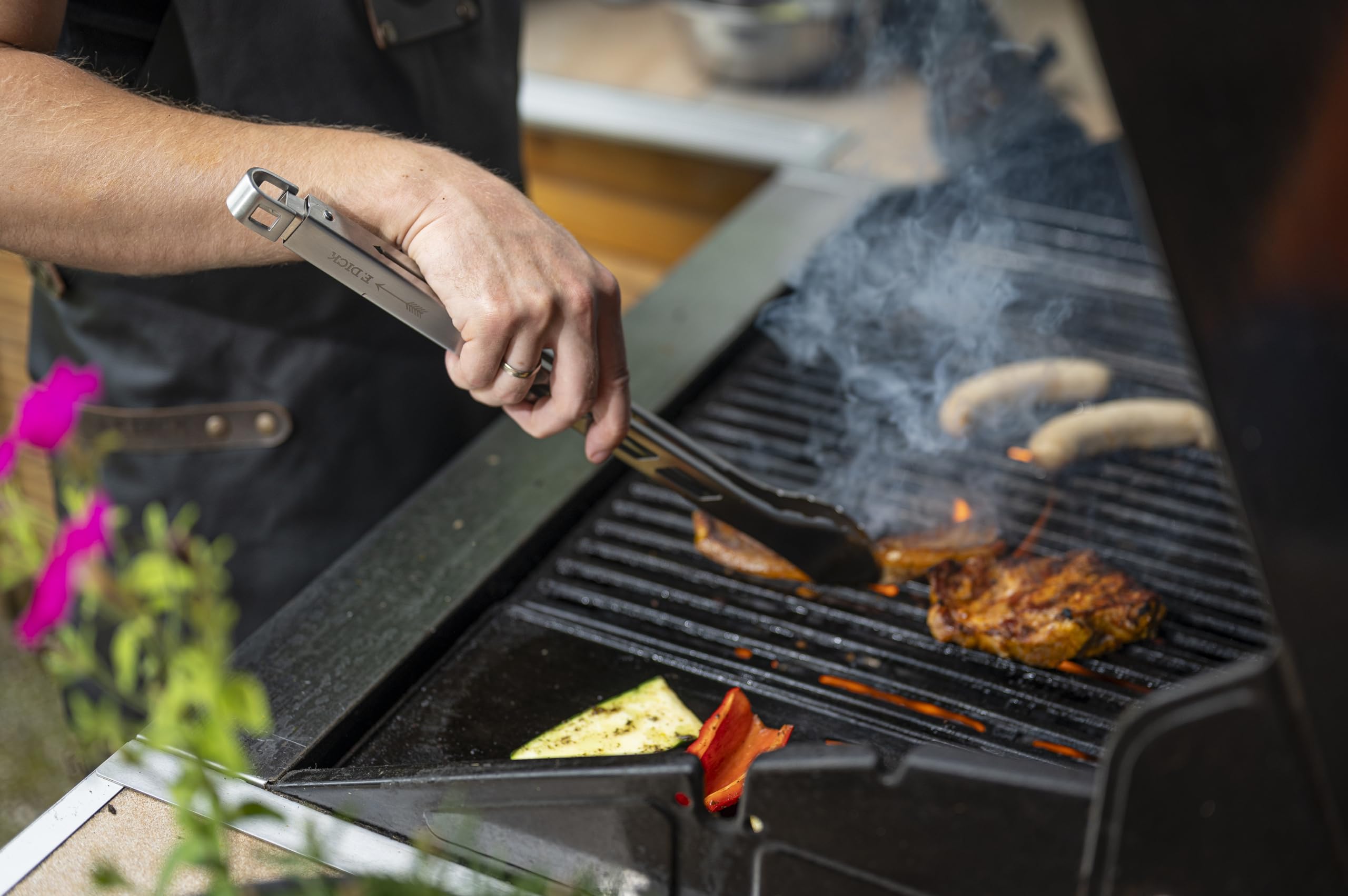 F. Dick Pinza per barbecue, 40 cm, design stabile, adatta anche per grandi griglie, con meccanismo di chiusura, pinza universale 90156402