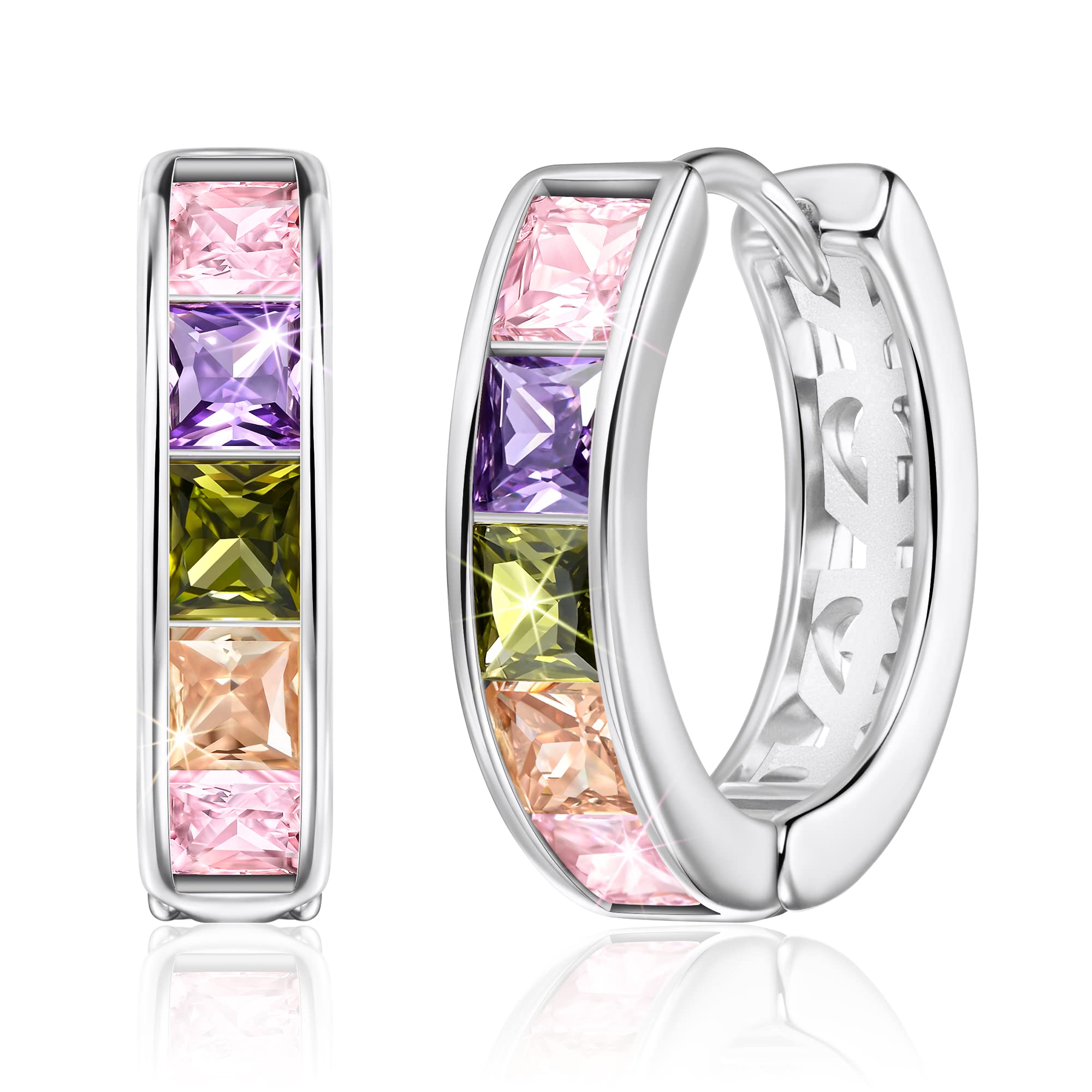 Linawe Small Hoop Earrings for Women Trendy, Tragus Piercing Jewelry, Cubic Zirconia Studs Huggie Earrings, Mini Chunky Tiny Helix Earrings, Gold/Rose