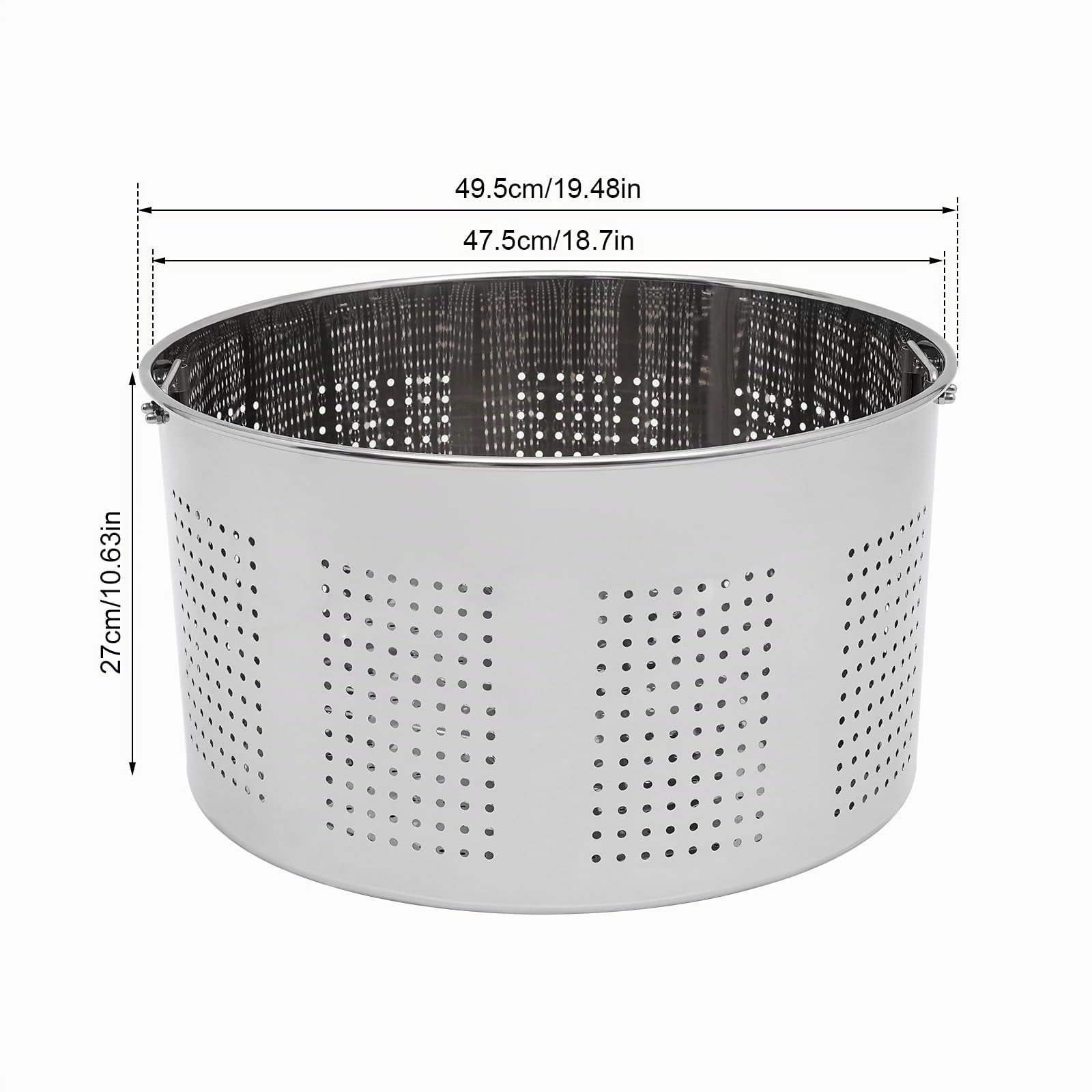 Olla de 100 L con tapa de acero inoxidable 49,5 x 49,5 x 50 cm con tapa y cesta, olla para cocinar al vapor, cocinar, freír
