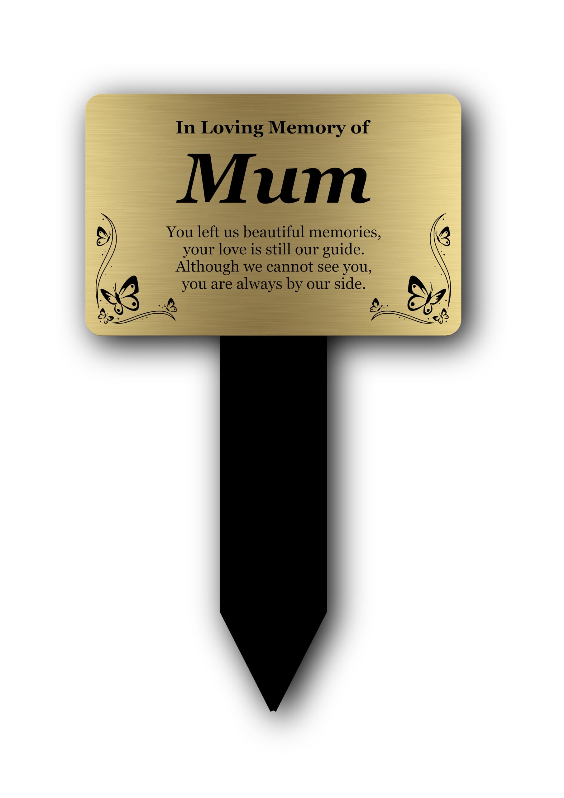 Origindesigned Gold Mum Bereavement Gifts. Mum Memorial Plaques With Custom Text, Gardens Ground Stake Or Grave Ornaments - Acrylic, Waterproof And Hard Wearing. Shipped Globally. (Mum Memorial Gold)