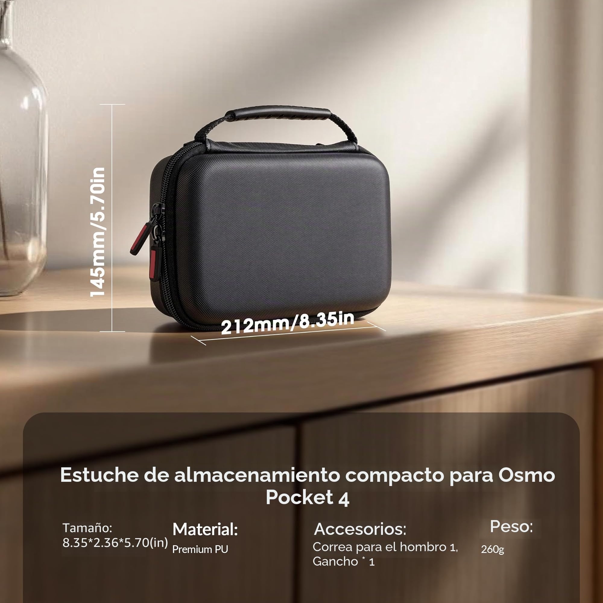 STARTRC PHOTO Bolsa para dji Osmo Pocket 4, Estuche Protector PU Portátil para dji Pocket 4 Creator Combo Accesorio, Ideal para Vlogging, Viajes y Filmación Outdoor