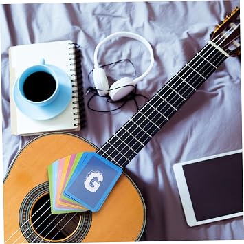 UTHCLO 49pcs Guitar Chord Practice Charts for Beginners and Kids, Easy to Read Coated Paper, Fixable on Wall Or Music Stand, Acoustic and Electric Guitar Learning Guide