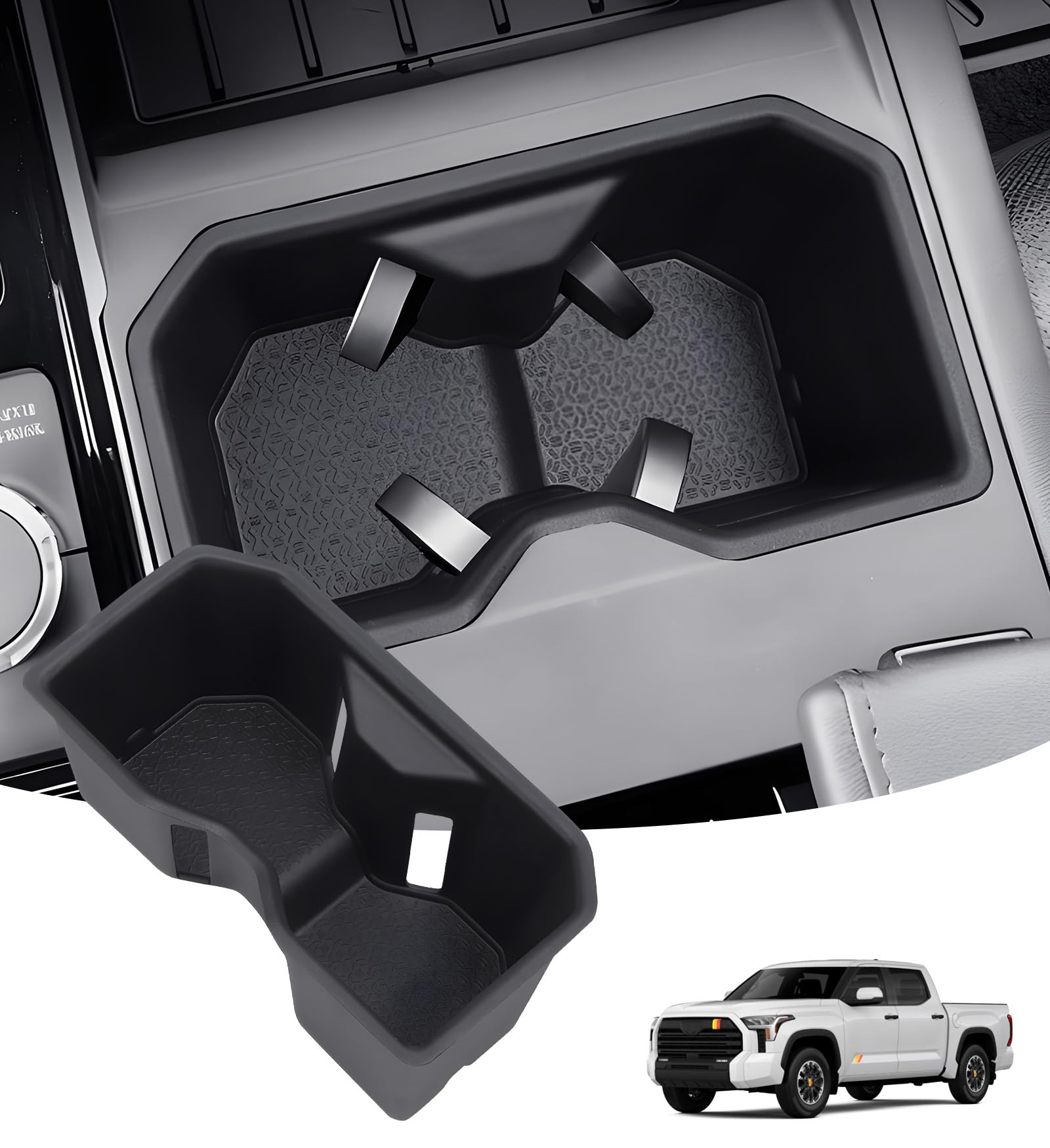 Cup Holder Inserts for Toyota Tundra 2026 2025 2024 2023 2022 (Only Fits for SR/SR5/Limited/TRD Pro), Interior Accessories TPE Cup Holders Covers Protector for 2022-2026 Tundra, Black