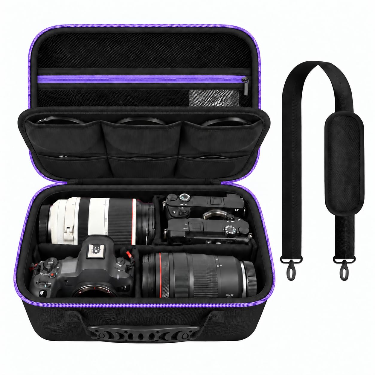 Camera Case for Canon/for Sony/for Nikon DSLR SLR Cameras, Large, Purple
